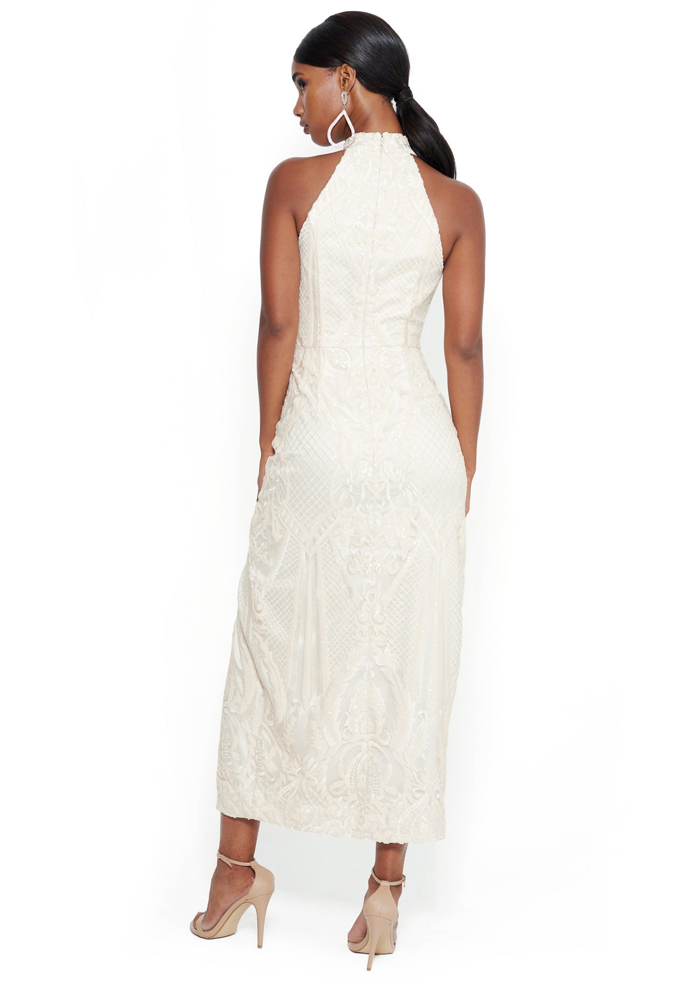 Sequin Lace Choker Gown