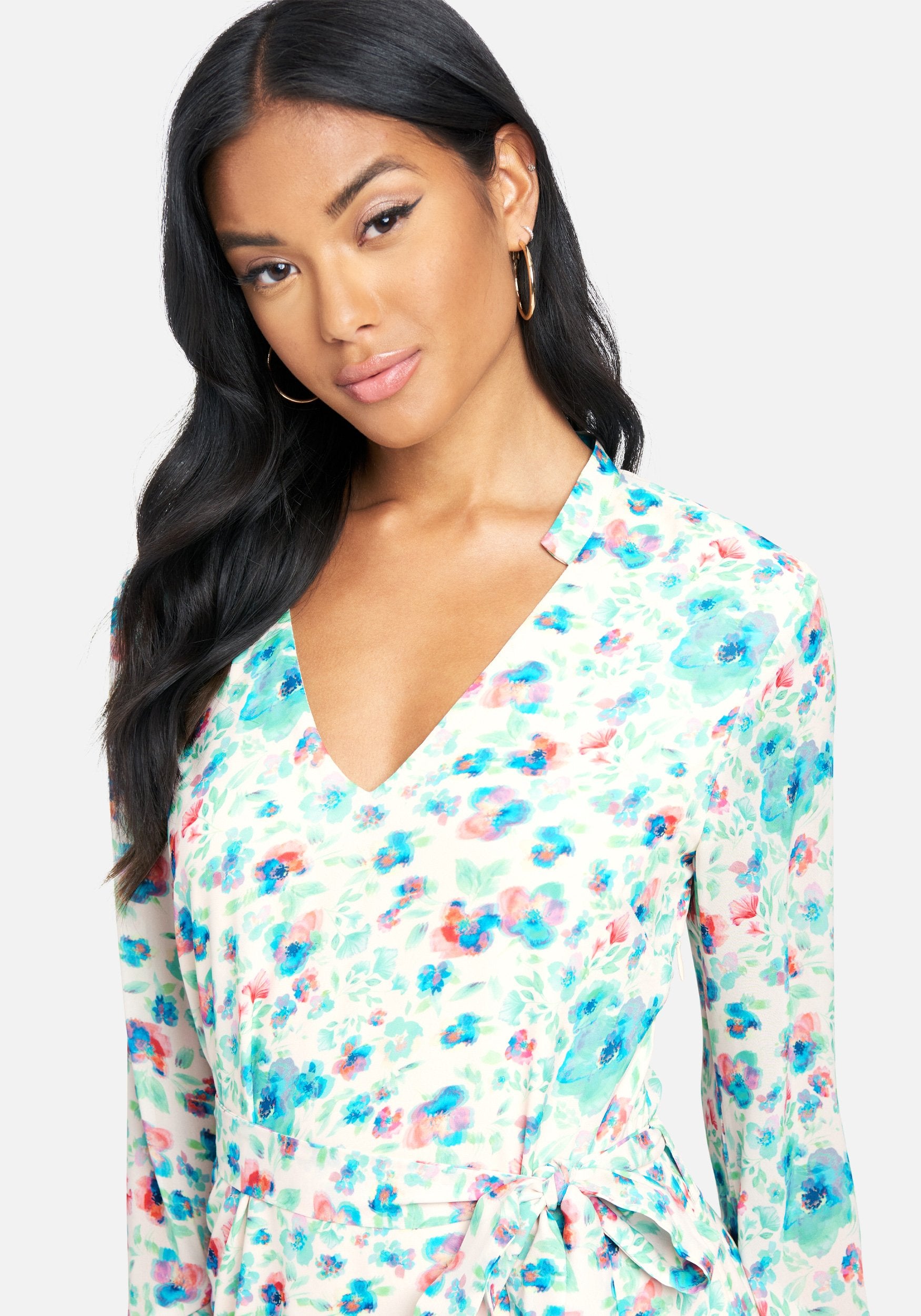 Tiered Ruffle Sleeve Printed Dress