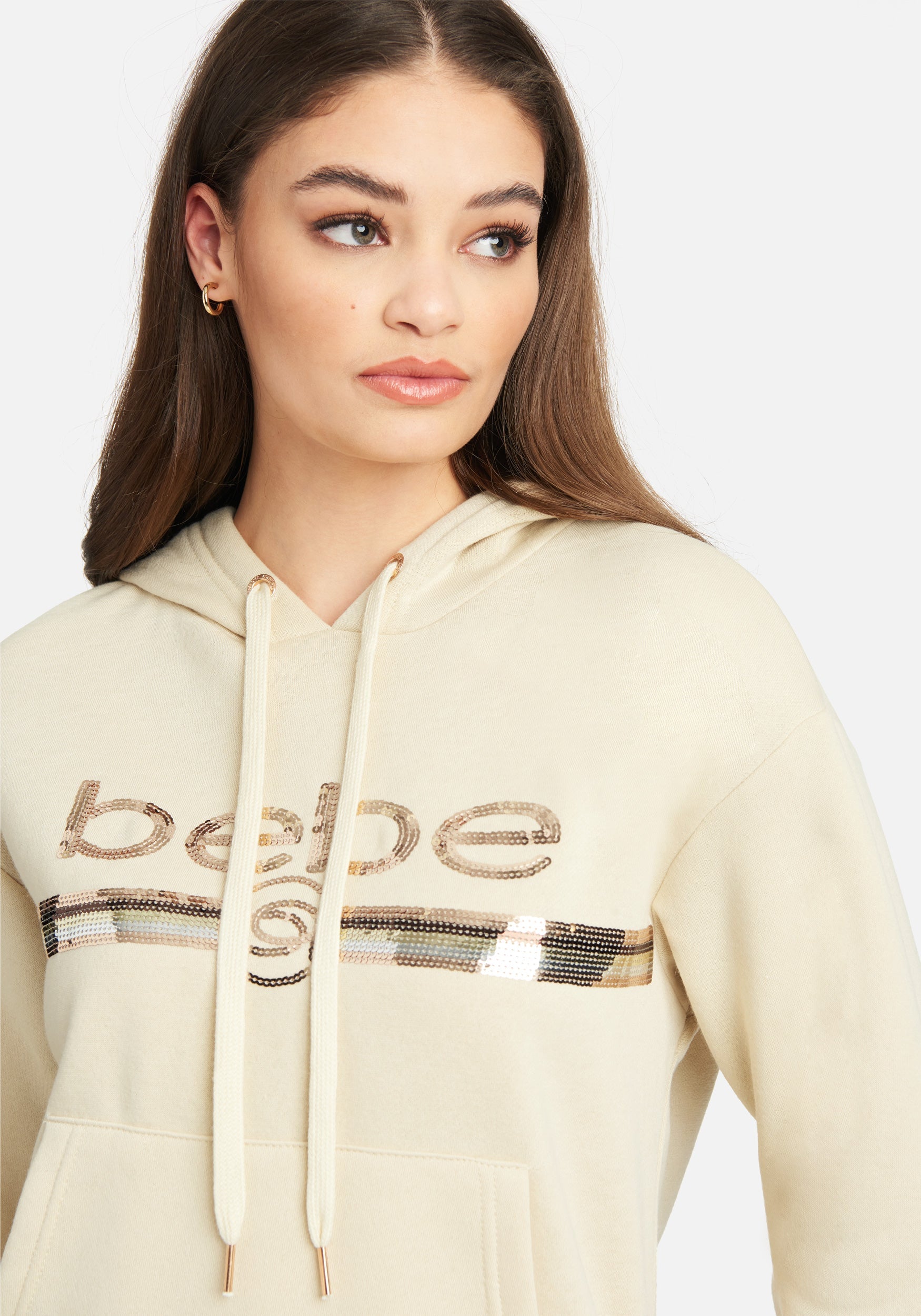 Bebe Sport Sequin Stripe Pullover