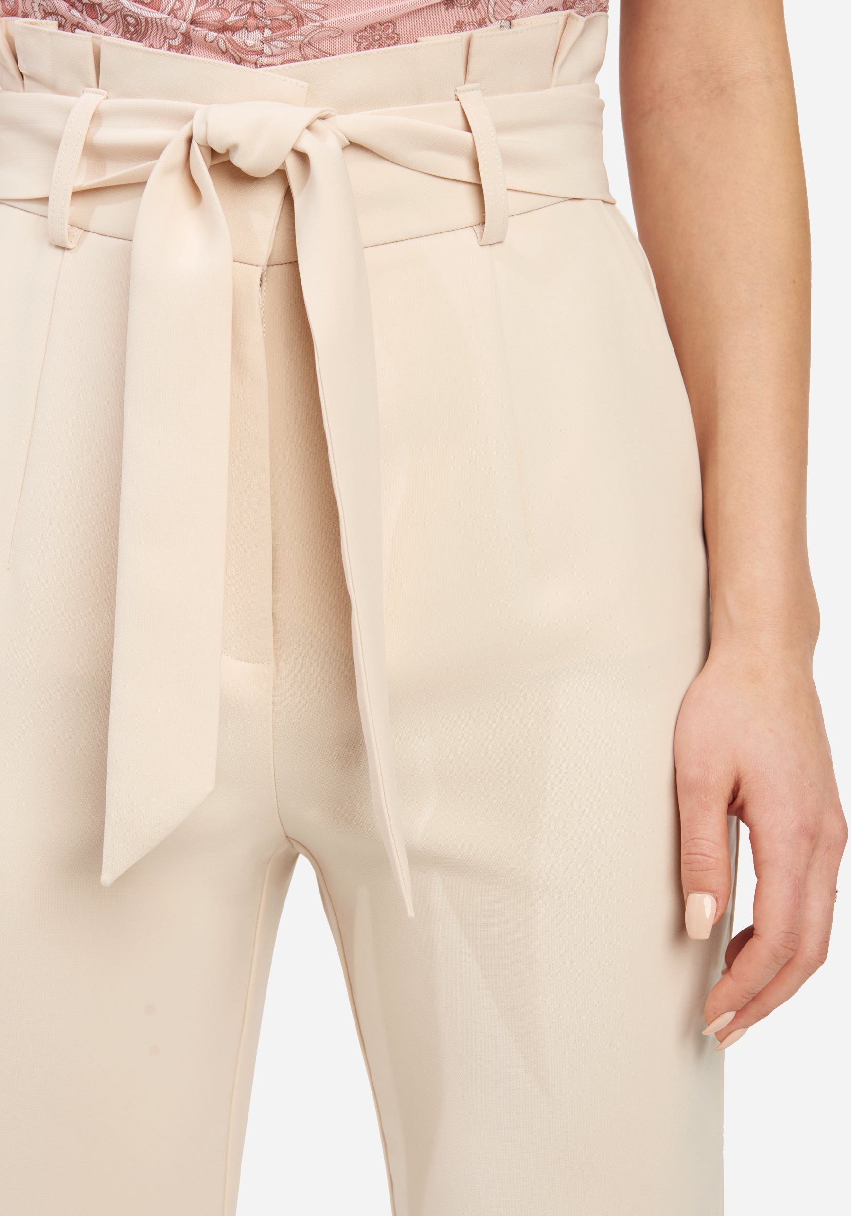 High Waist Paper Bag Self Tie Wide Leg Pant