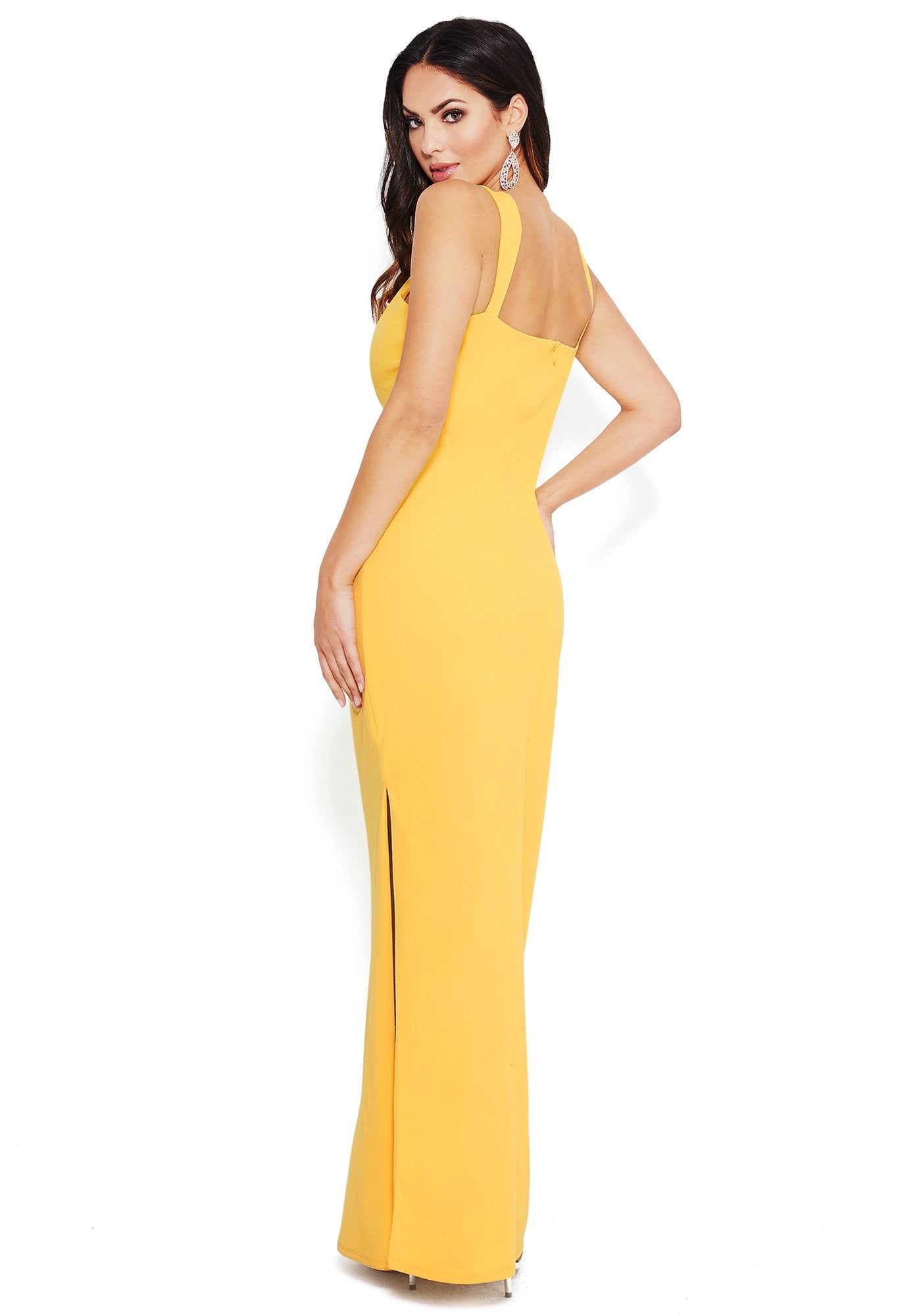 Keyhole Halter Side Slit Gown