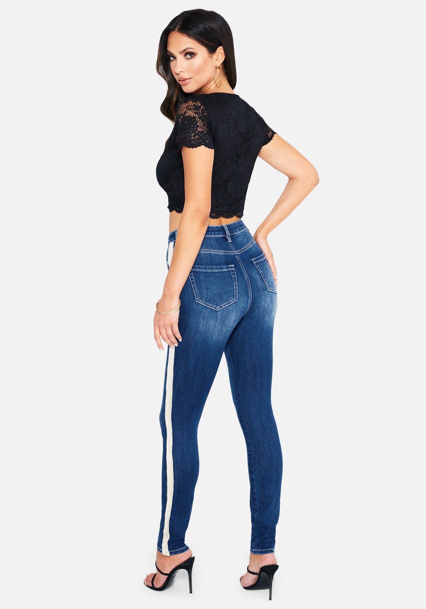 Stripe Side Detail Skinny Jeans