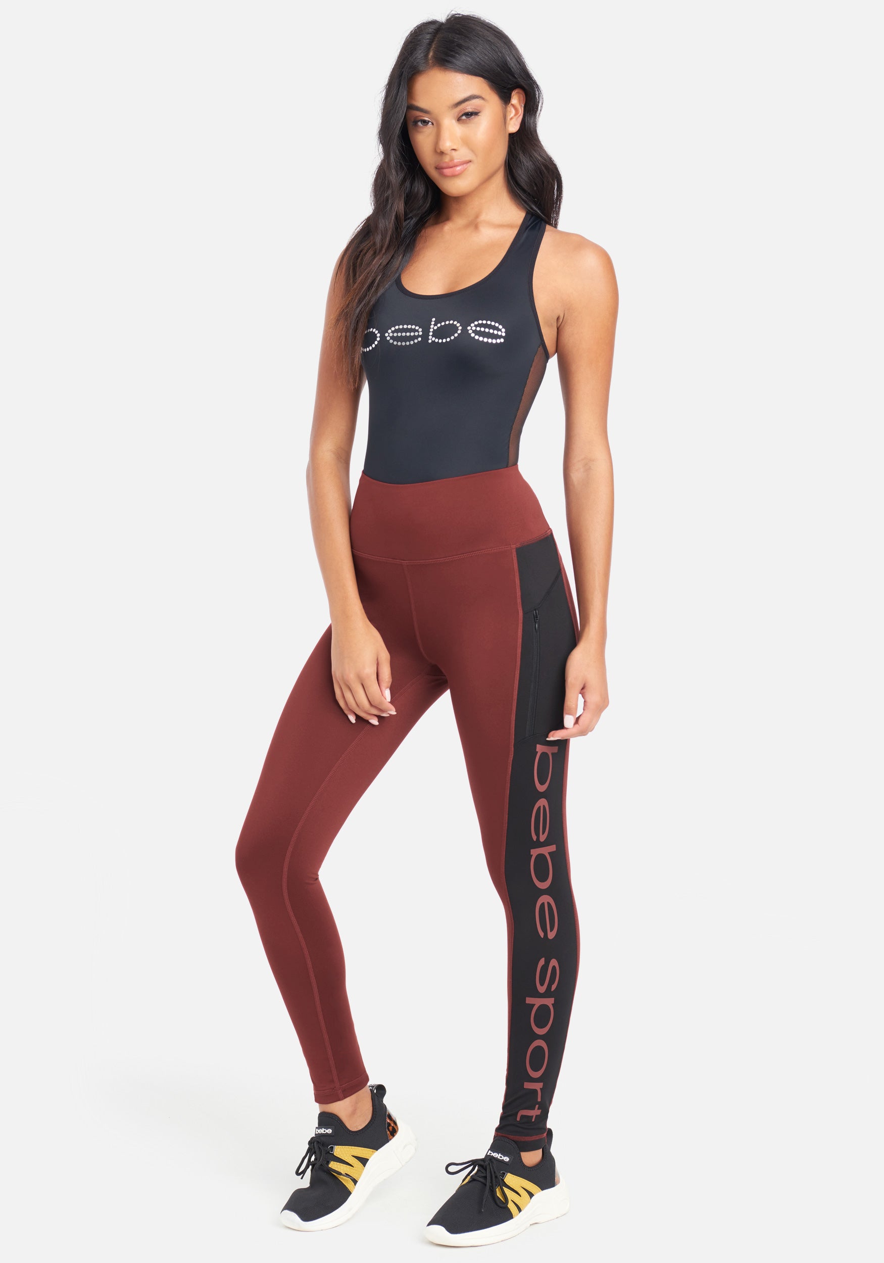 Bebe Sport Side Panel Legging with Side Zip Pocket