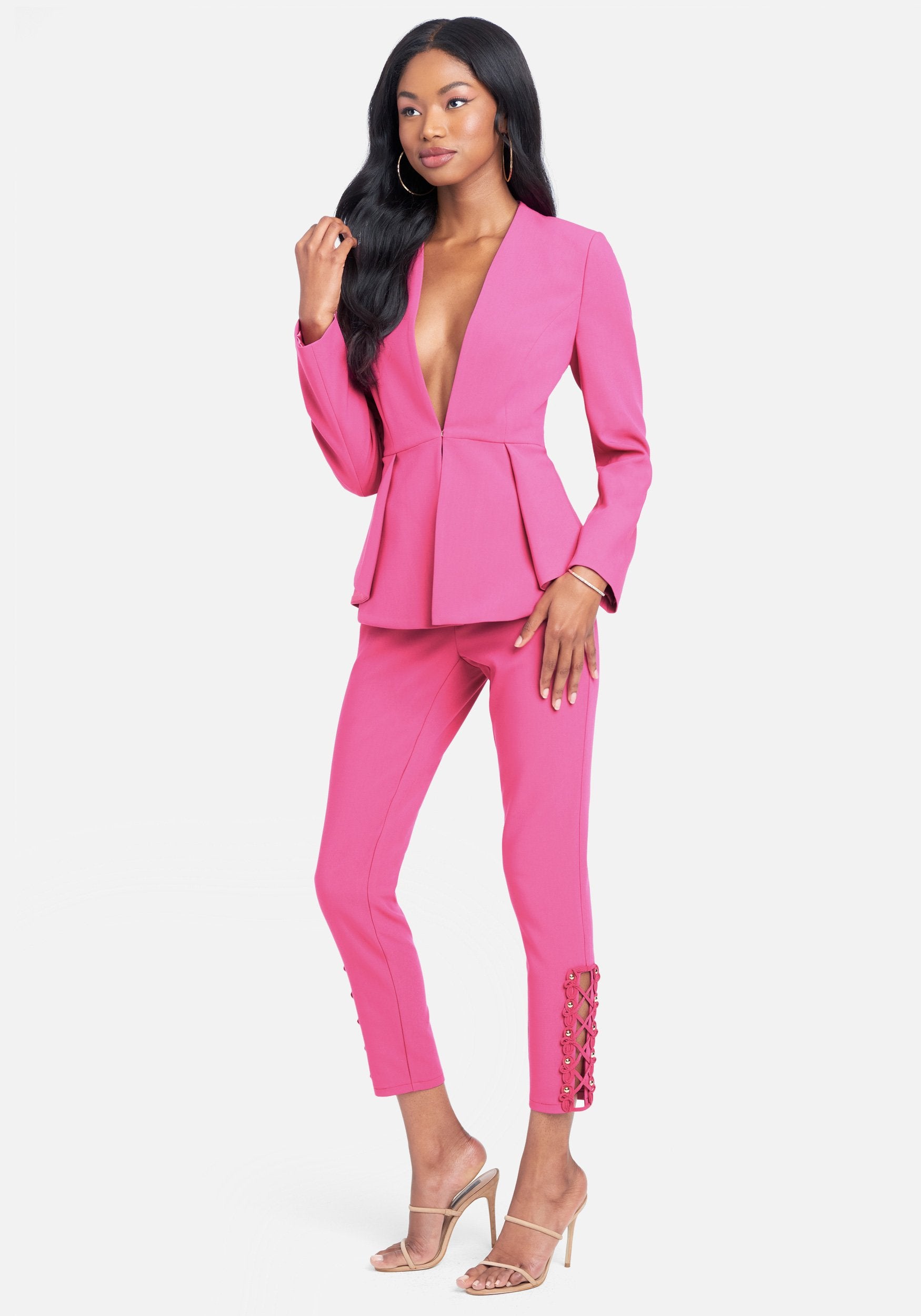 Stretch Twill Fitted Belted Pants