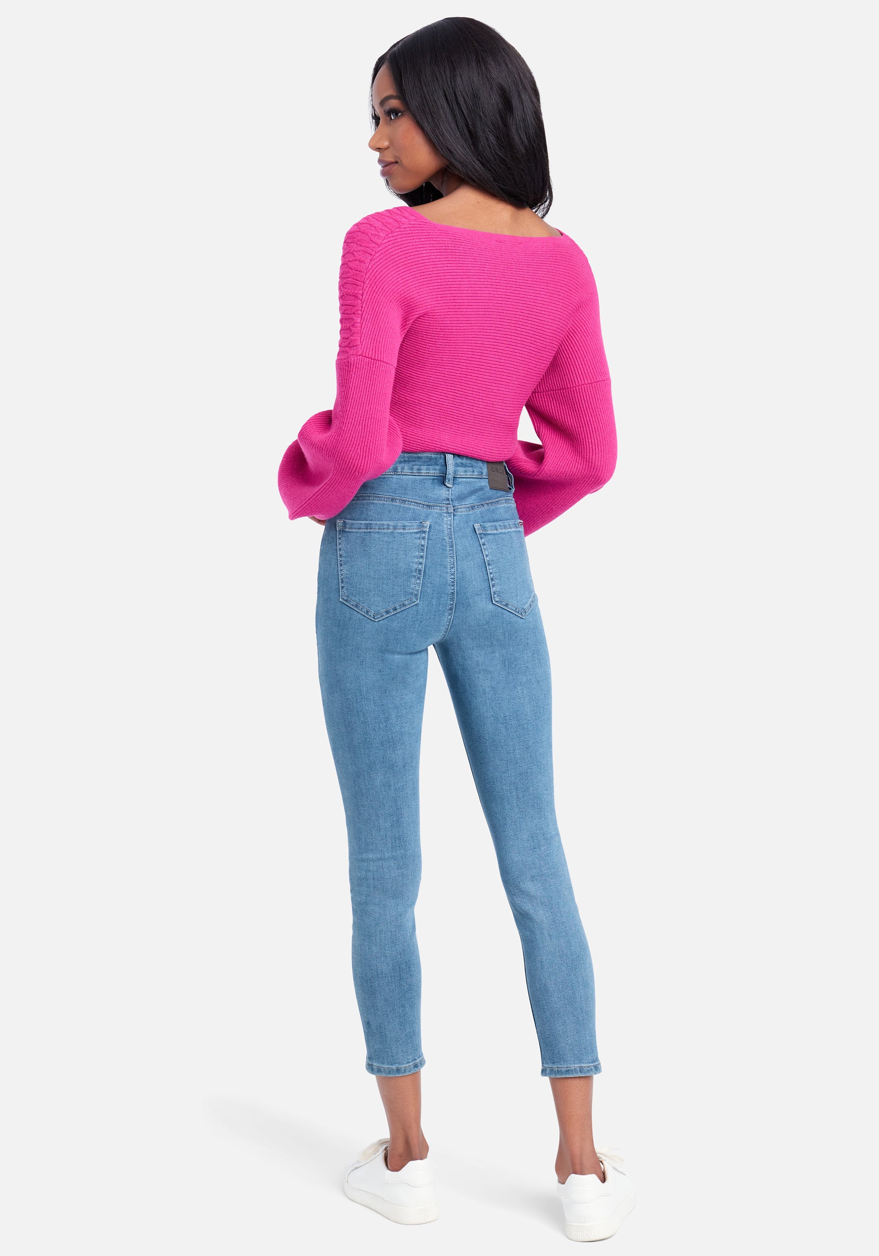 Stitch Detail Front Button Skinny Jeans