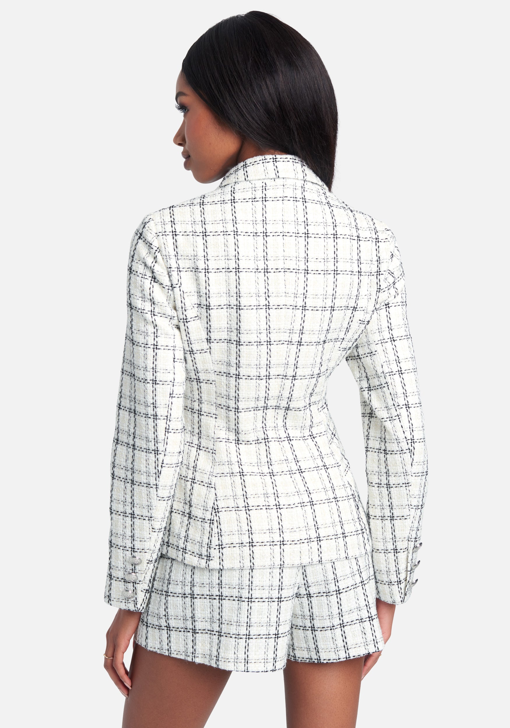 Window Pane Boucle Double Breasted Tailored Jacket