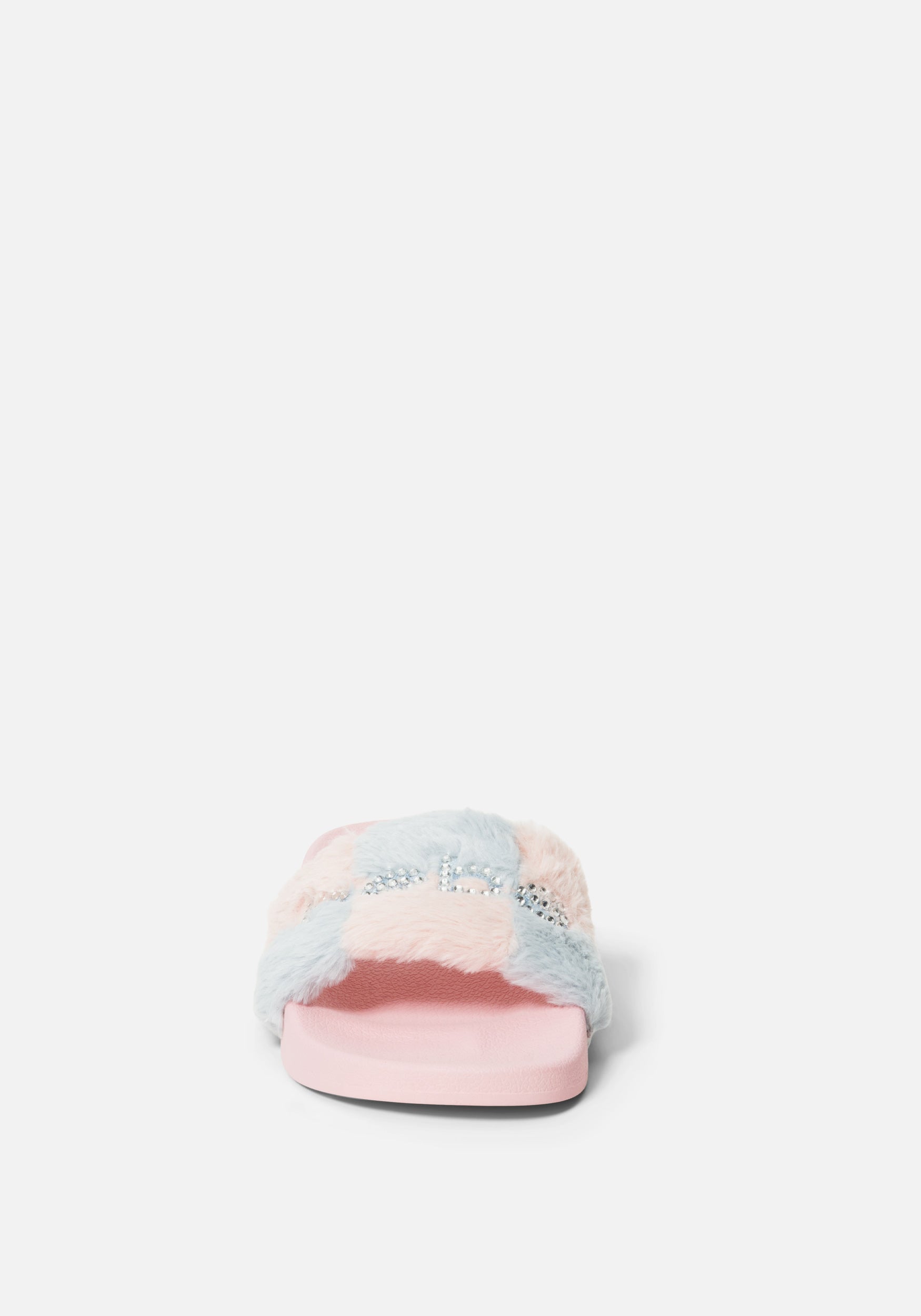 Fantasia Plaid Faux Fur Slides