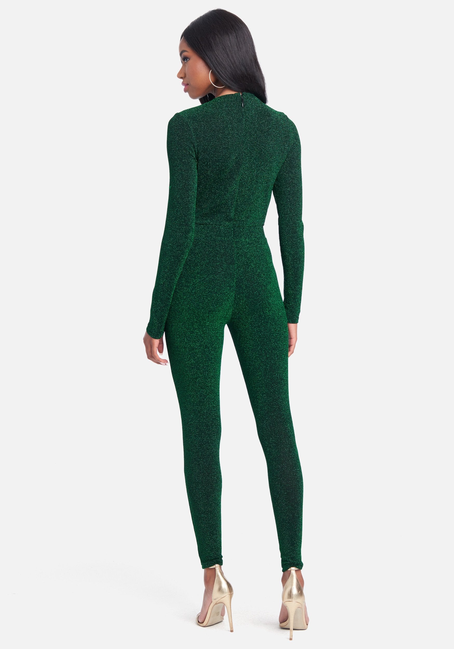 Plunge Neck Sparkle Catsuit