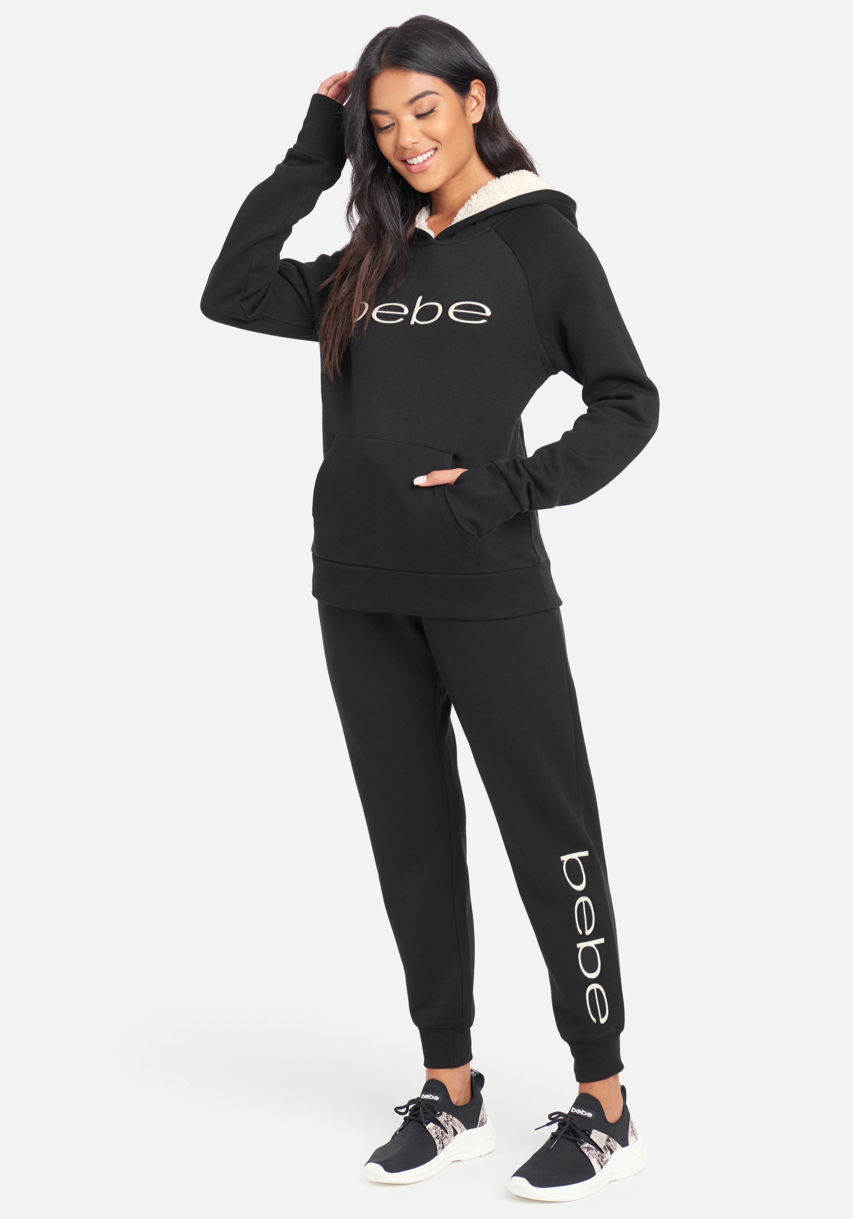 Bebe Sport Sherpa Lined Hoodie