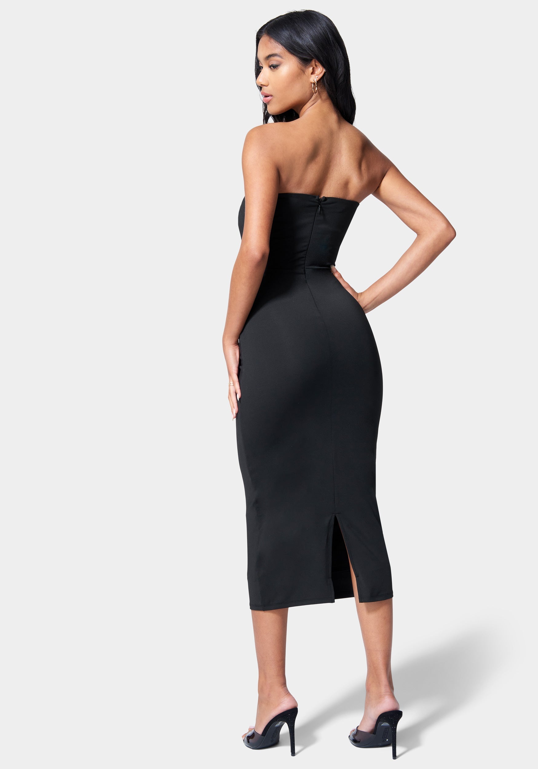 Strapless Front Cutout Midi Dress