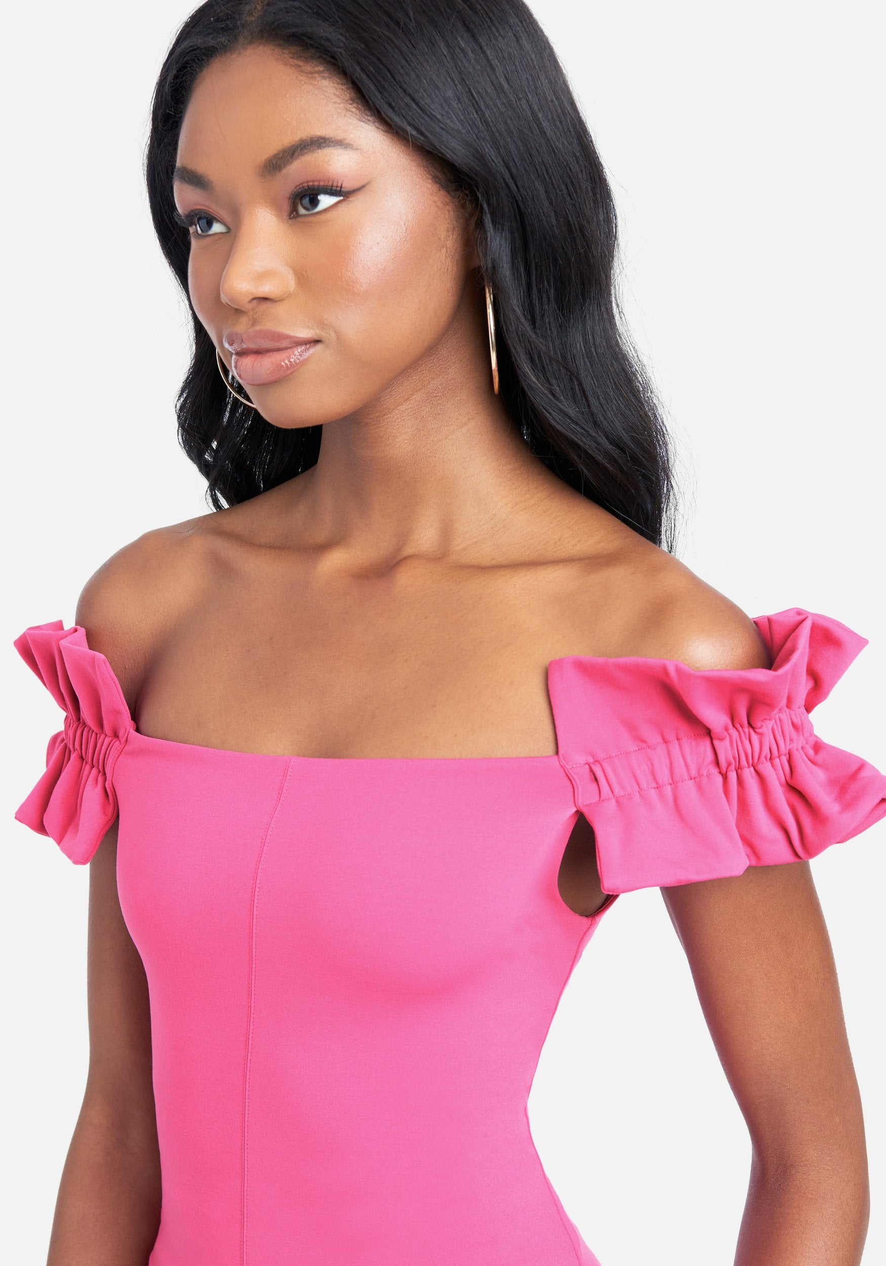 Off Shoulder Ruched Sleeves
