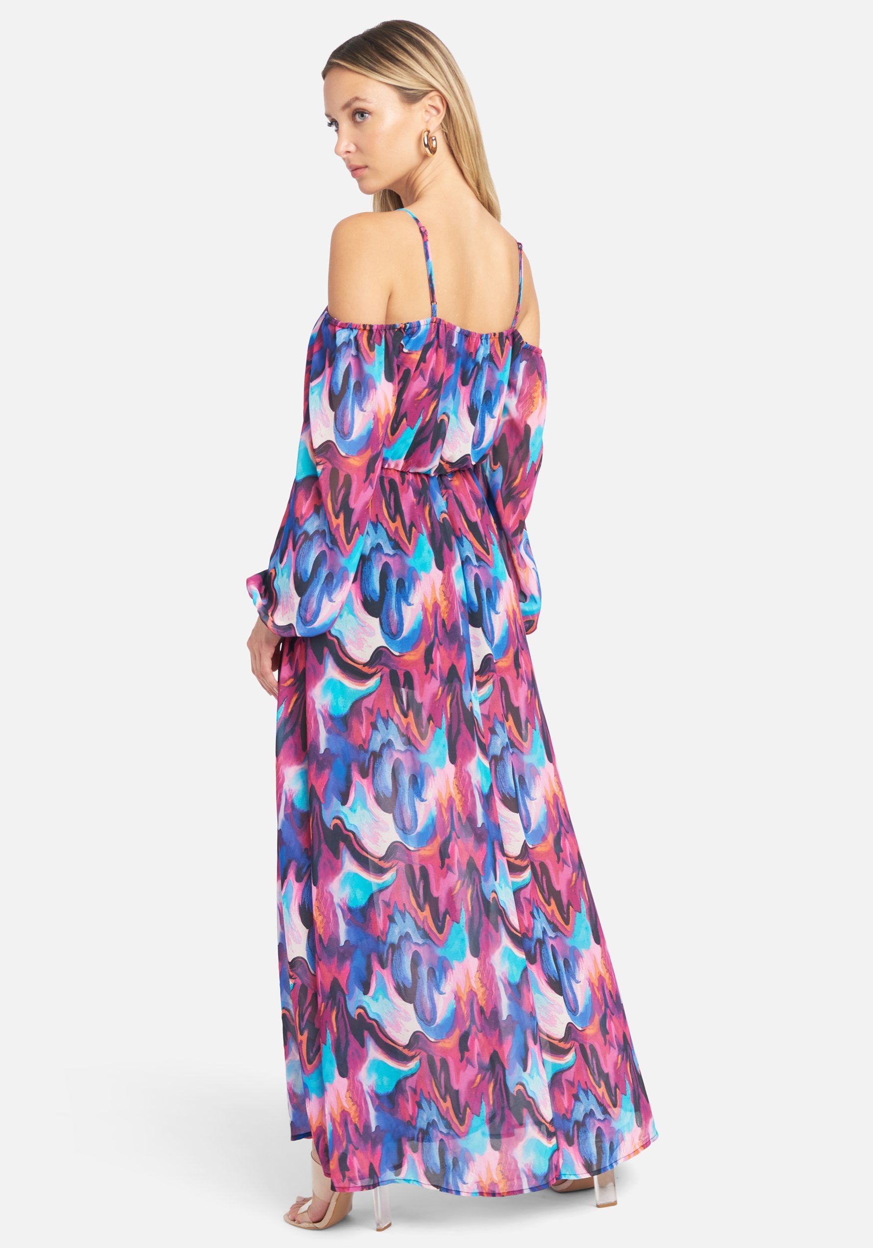 Printed Romantic Slit Maxi Dress