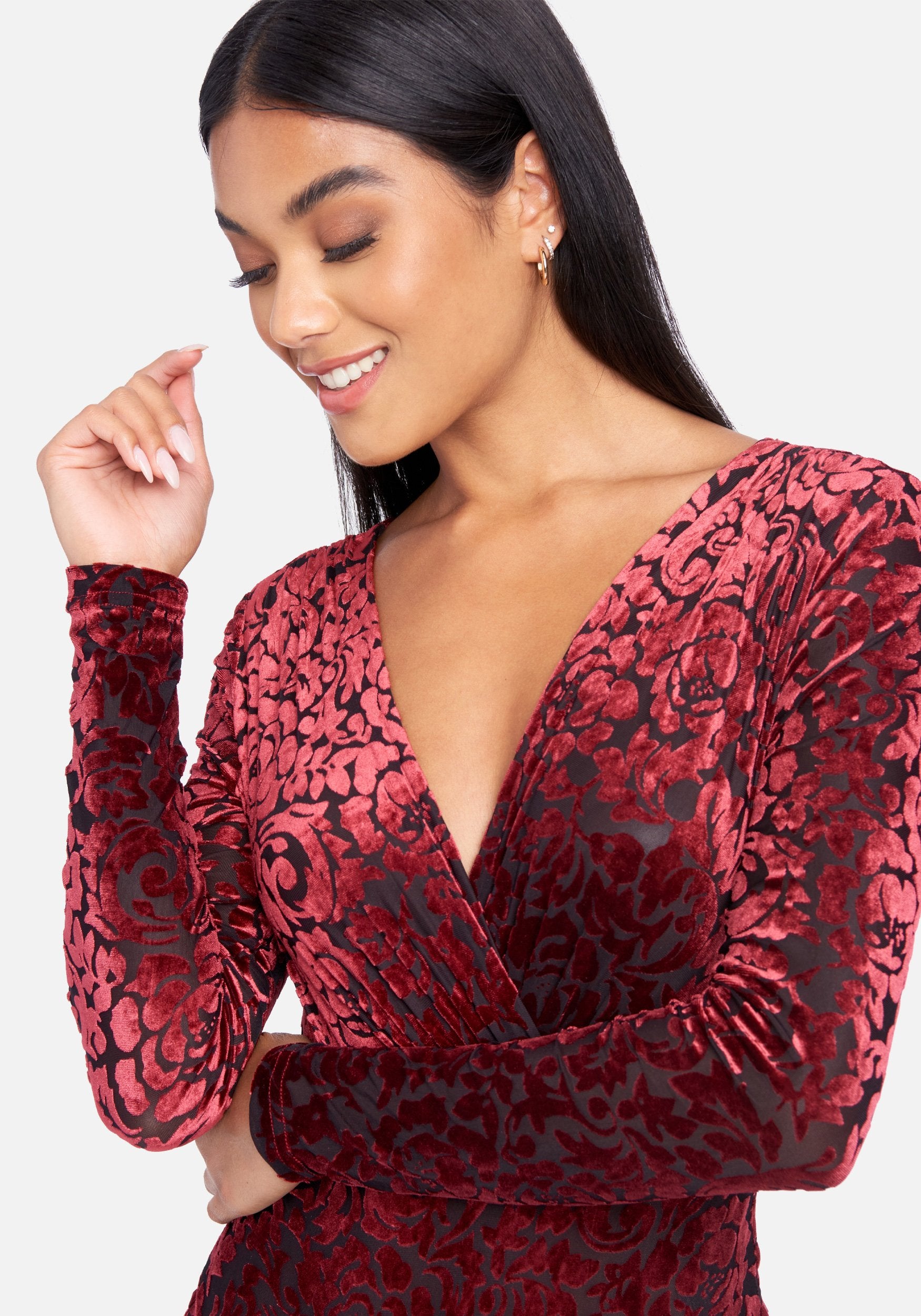 Burnout Velour Deep V Bodysuit