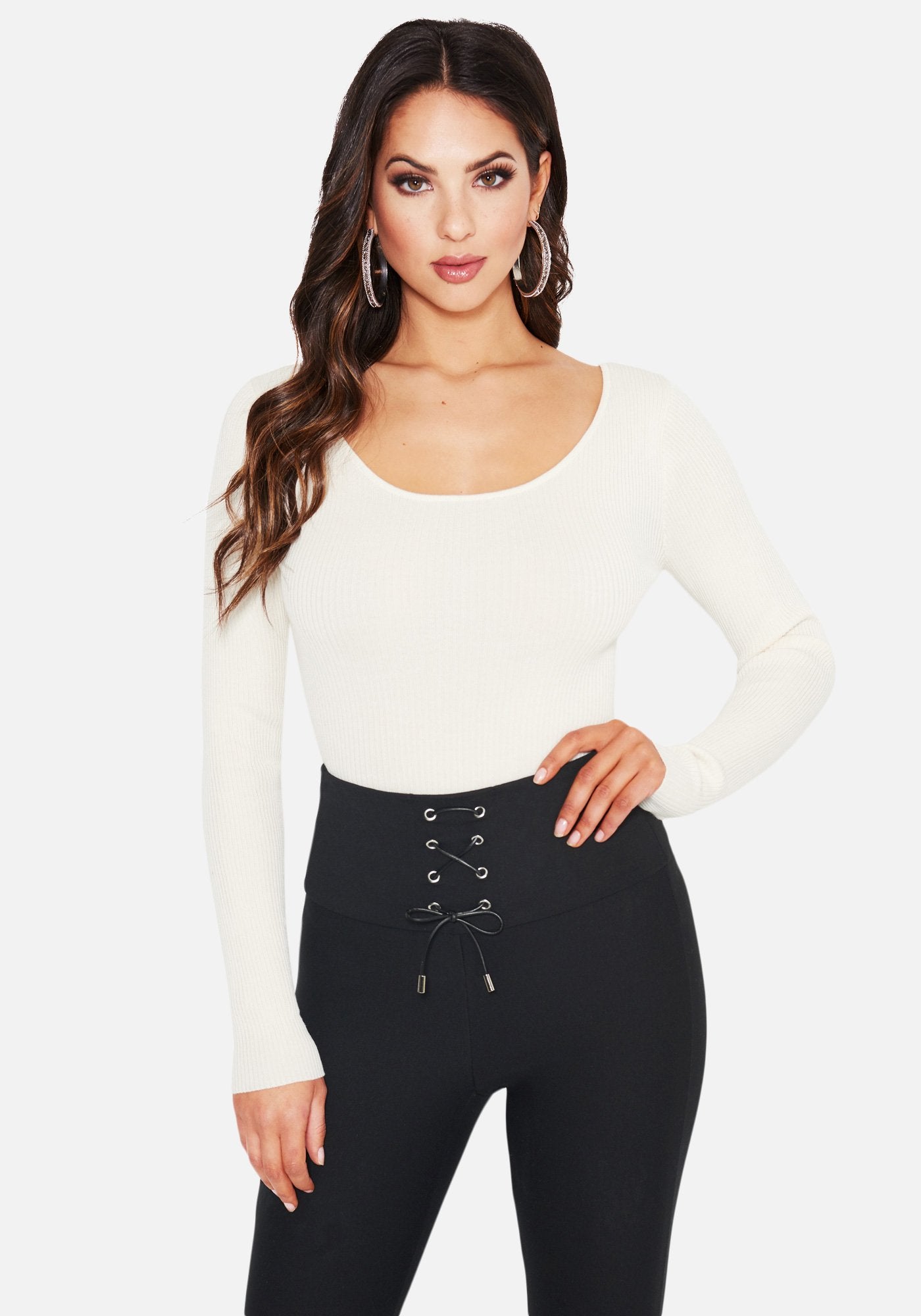 Long Sleeve Twist Front Crop Sweater (Wear Two Ways)