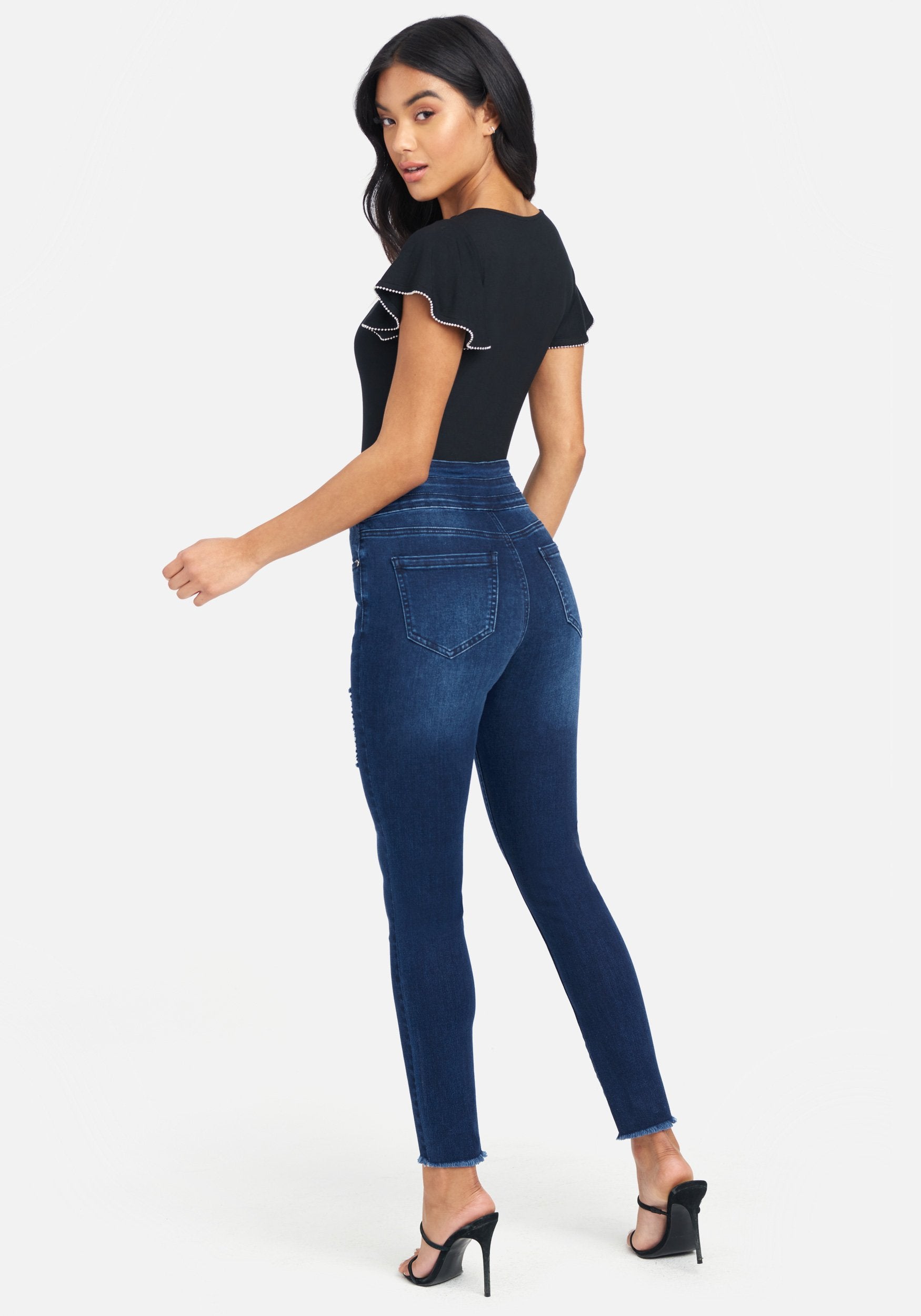 High Waisted Button Front Jeans
