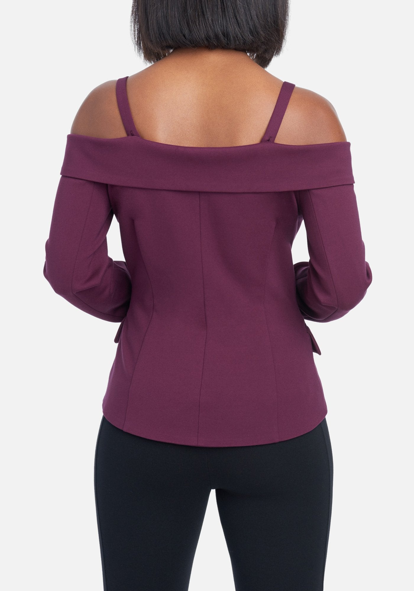 Off Shoulder Button Up Blazer