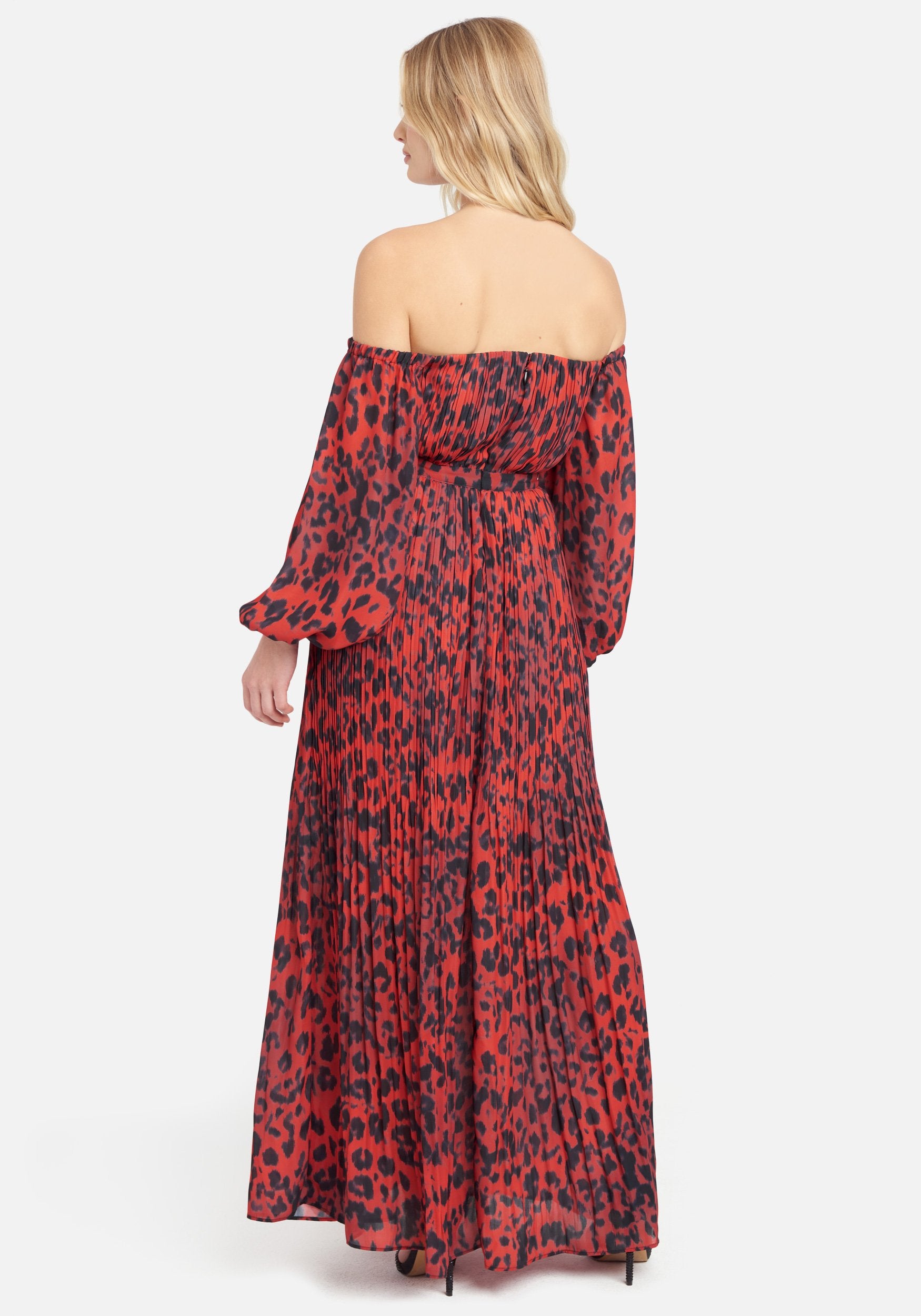 Off the Shoulder Front Slit Maxi Dress