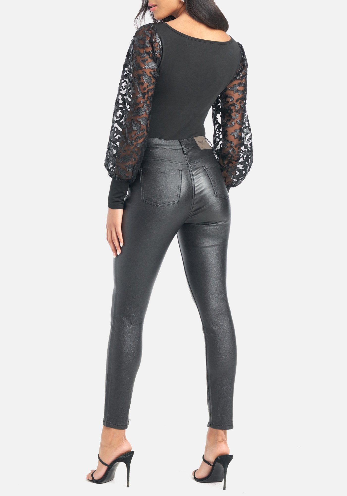 Coated Glitter Skinny Jeans