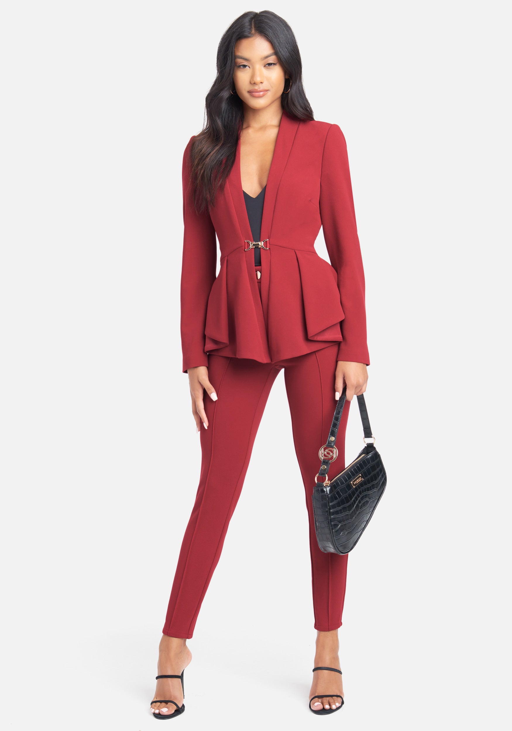 Scuba Twill Peplum Blazer Jacket