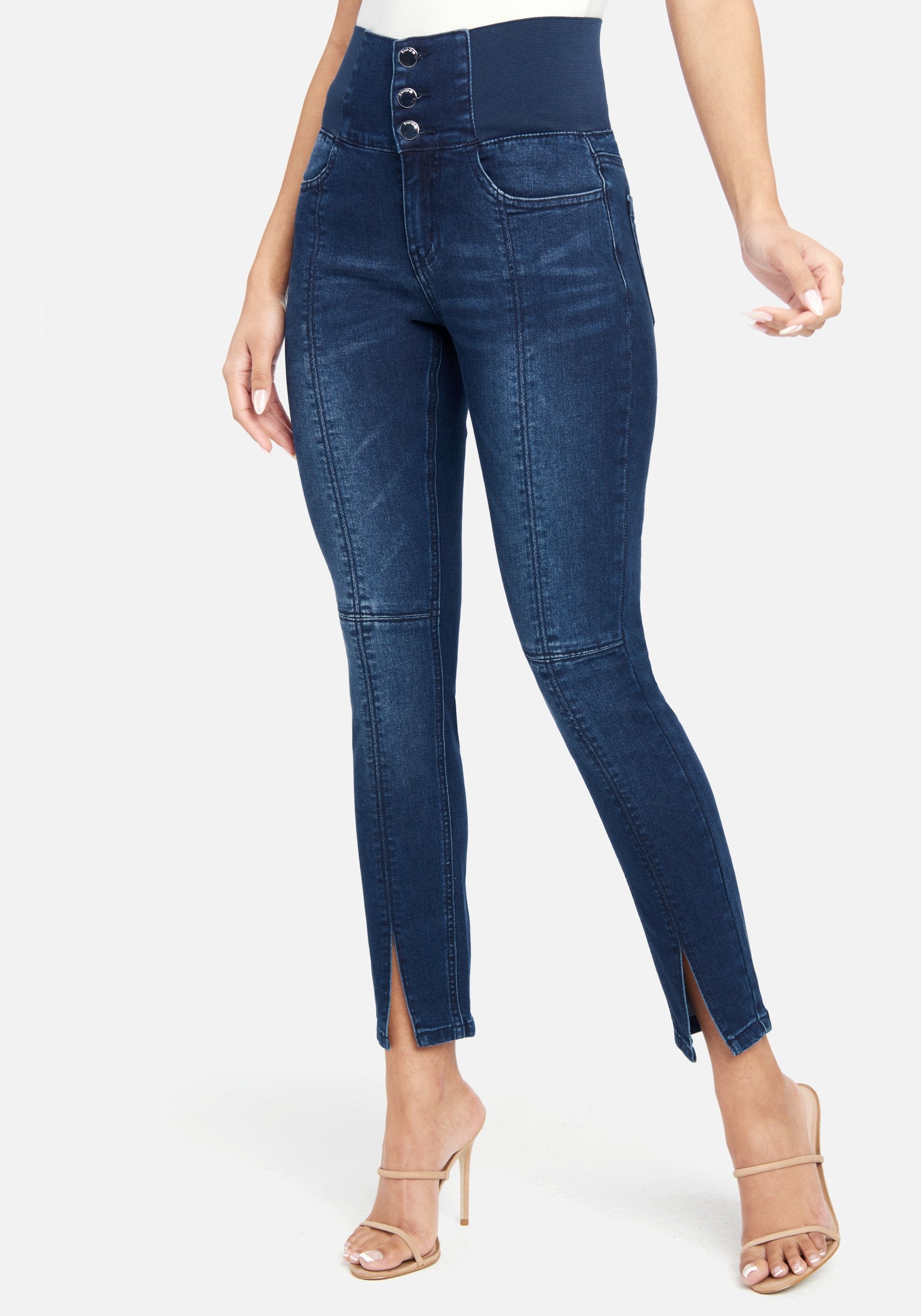 High Waisted Elastic Waist Jeans