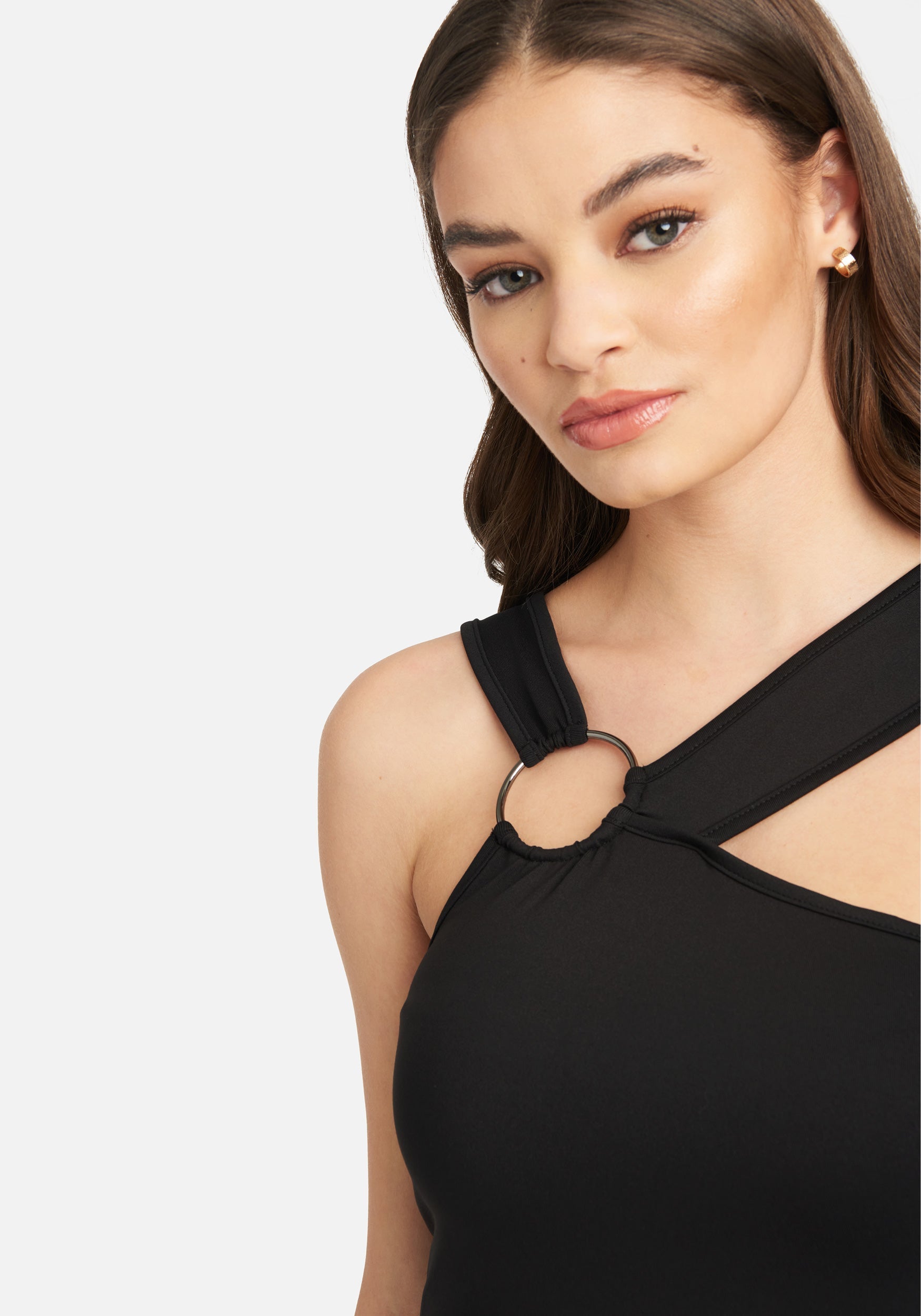 Ring Detail Asymmetrical Strappy Dress