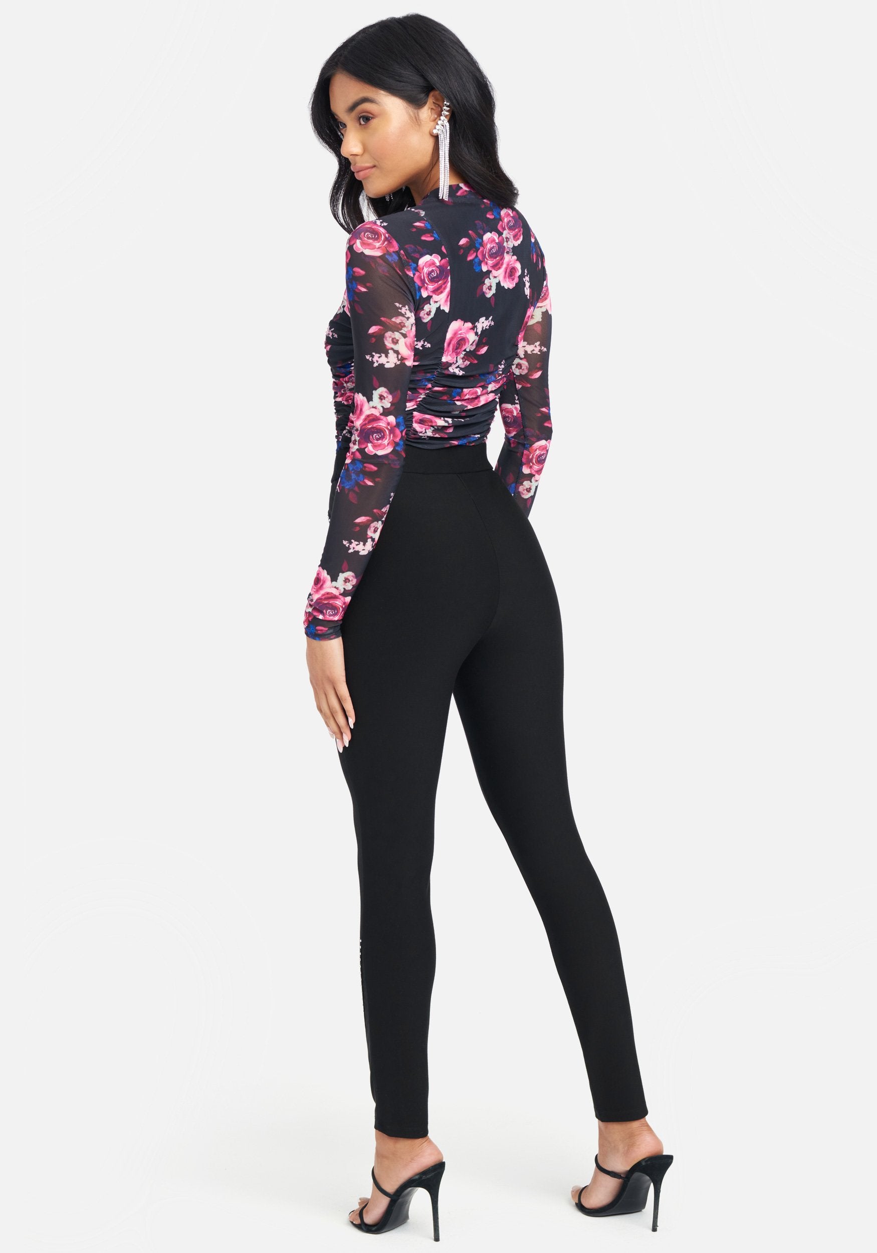 Mesh And Rhinestone Leggings