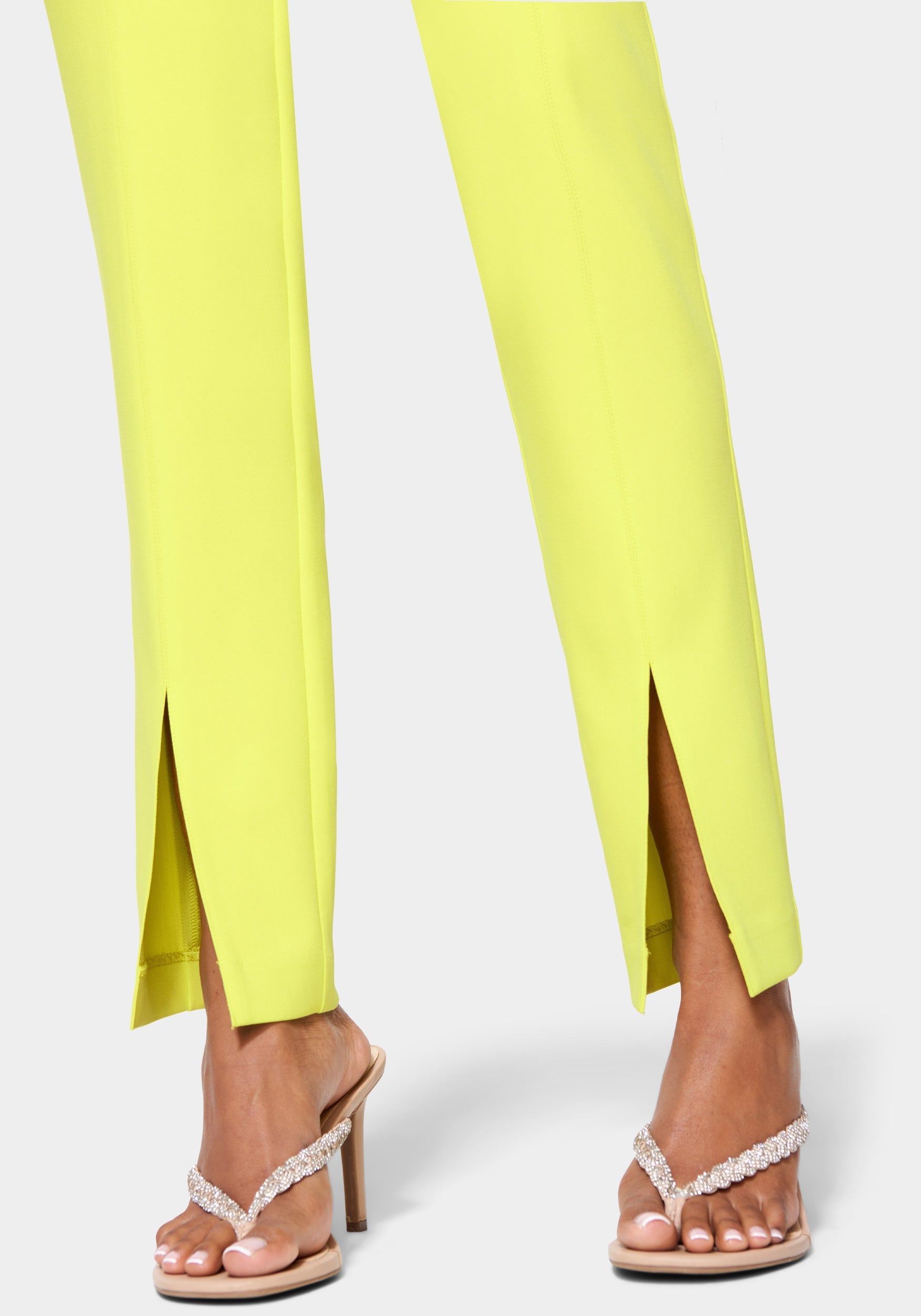 Front Slit Slim Leg Woven Pant