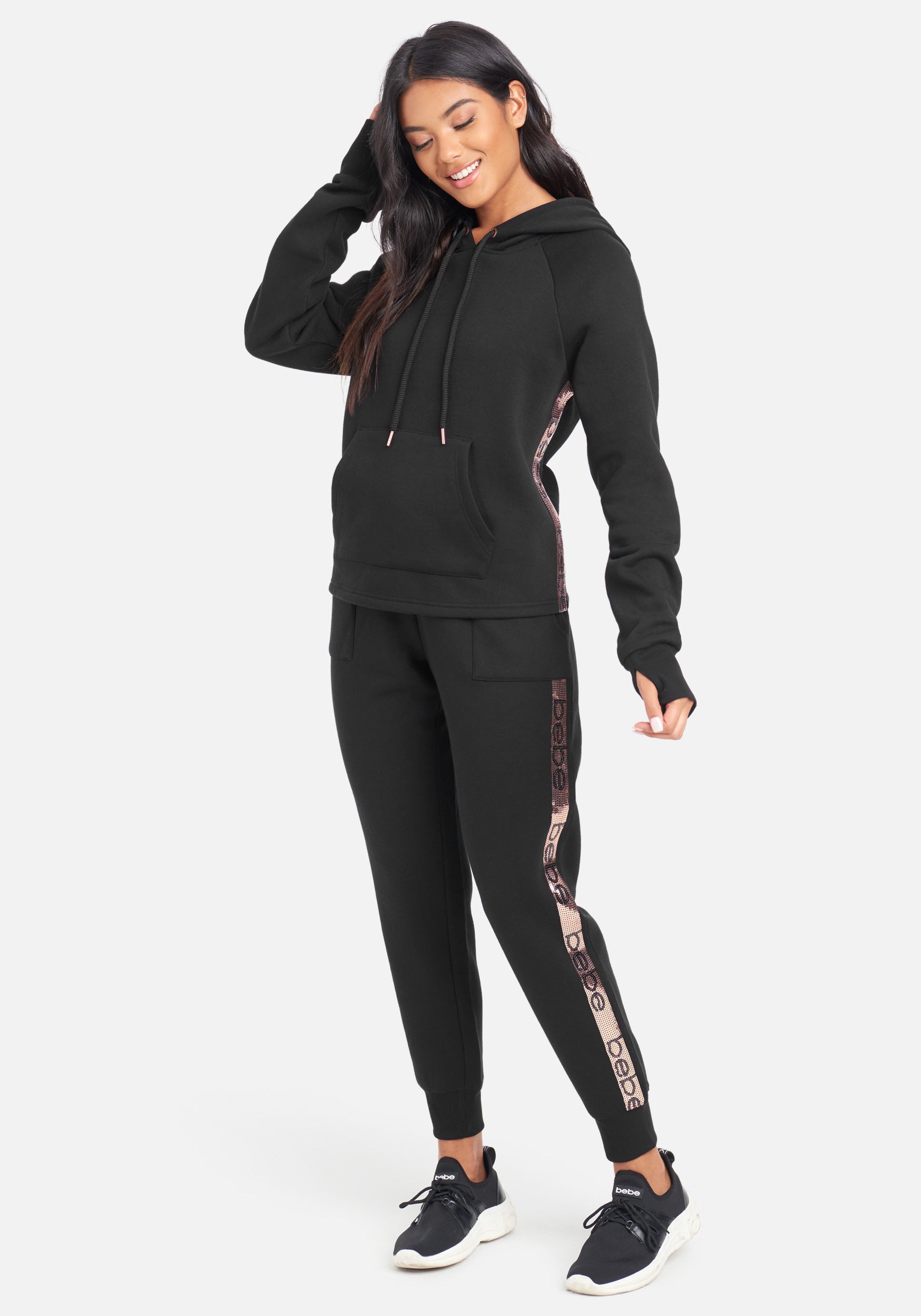 Bebe Sport Sequin Stripe Jogger