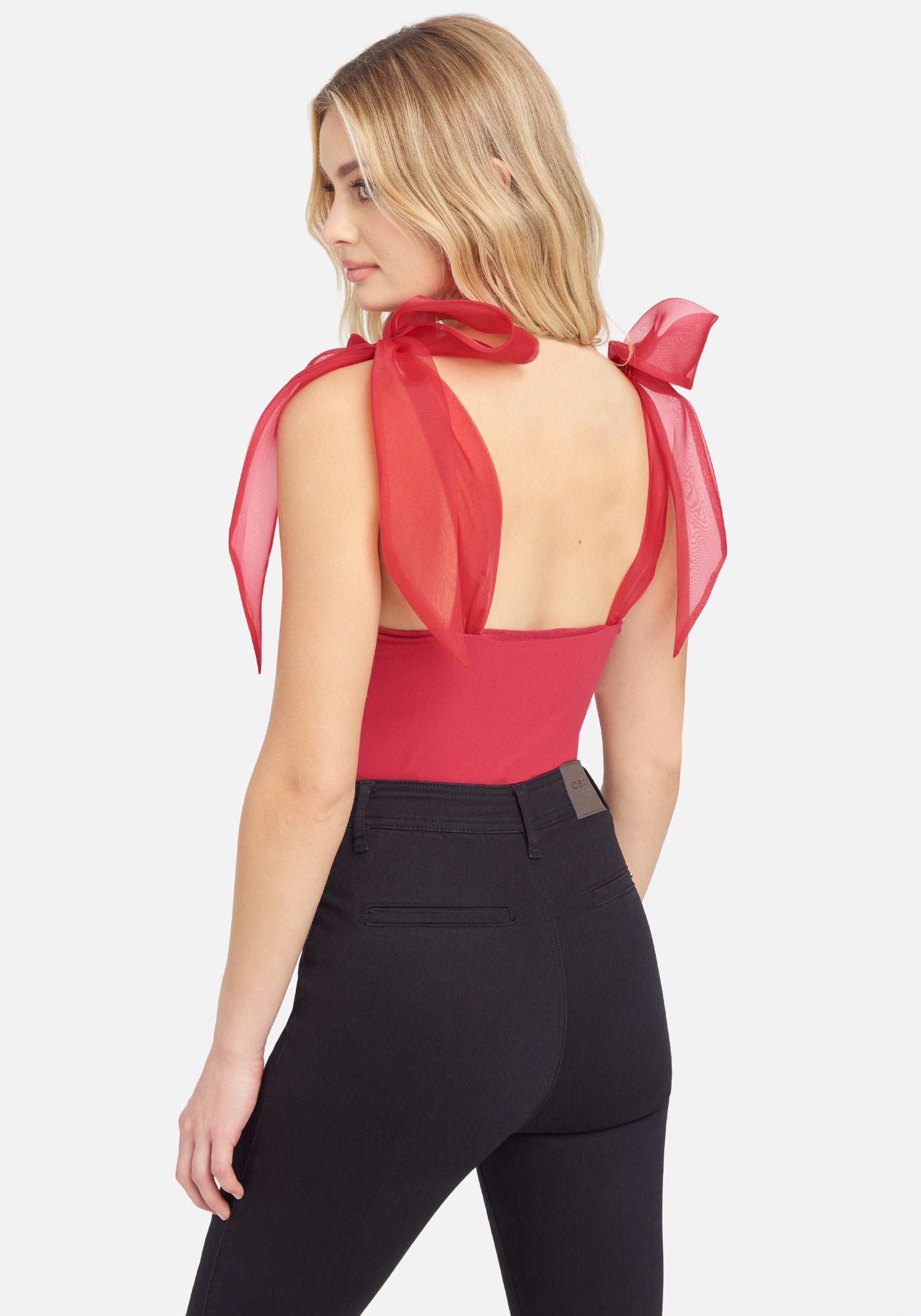 Chiffon Tie Detail Knit Top