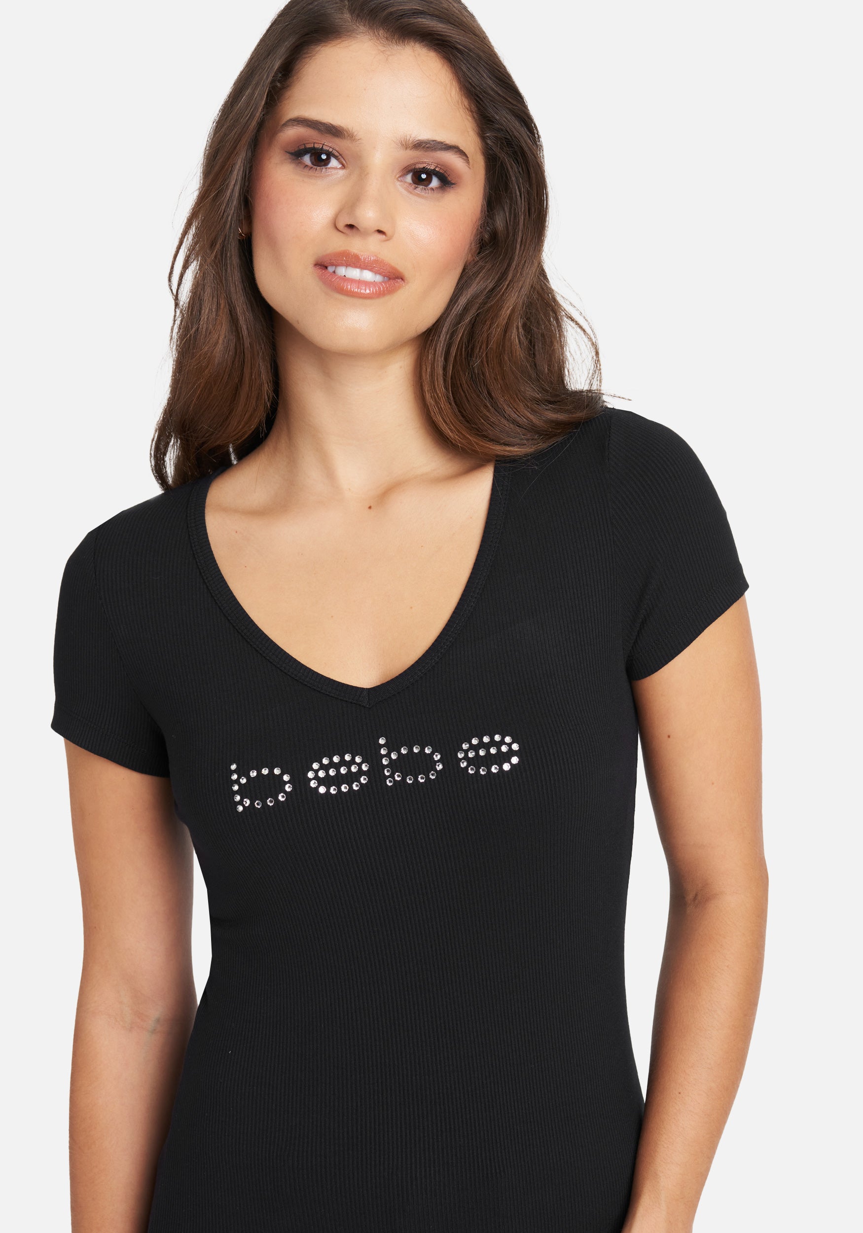 Crystal Logo V-Neck Short Sleeves Tee