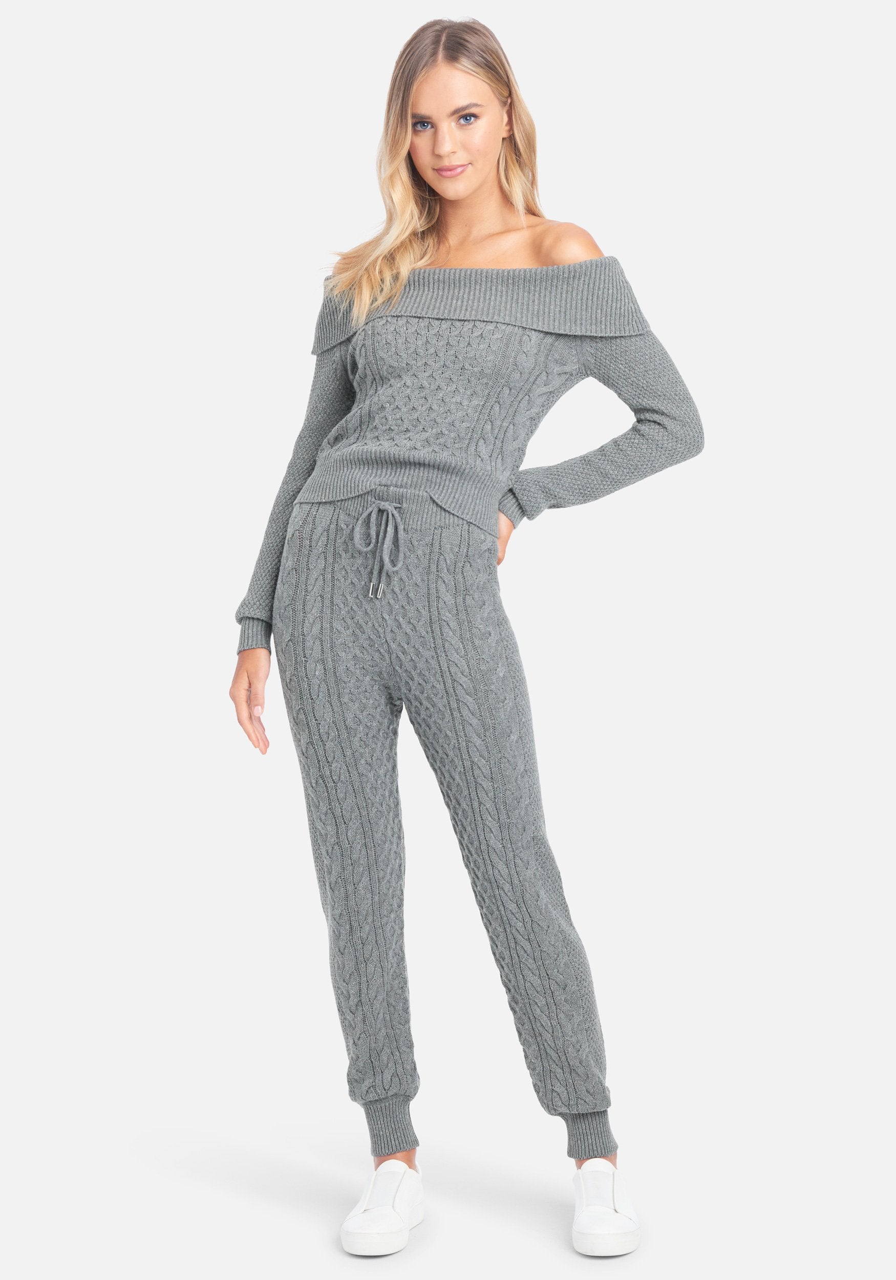 Bebe Logo Cable Knit Top