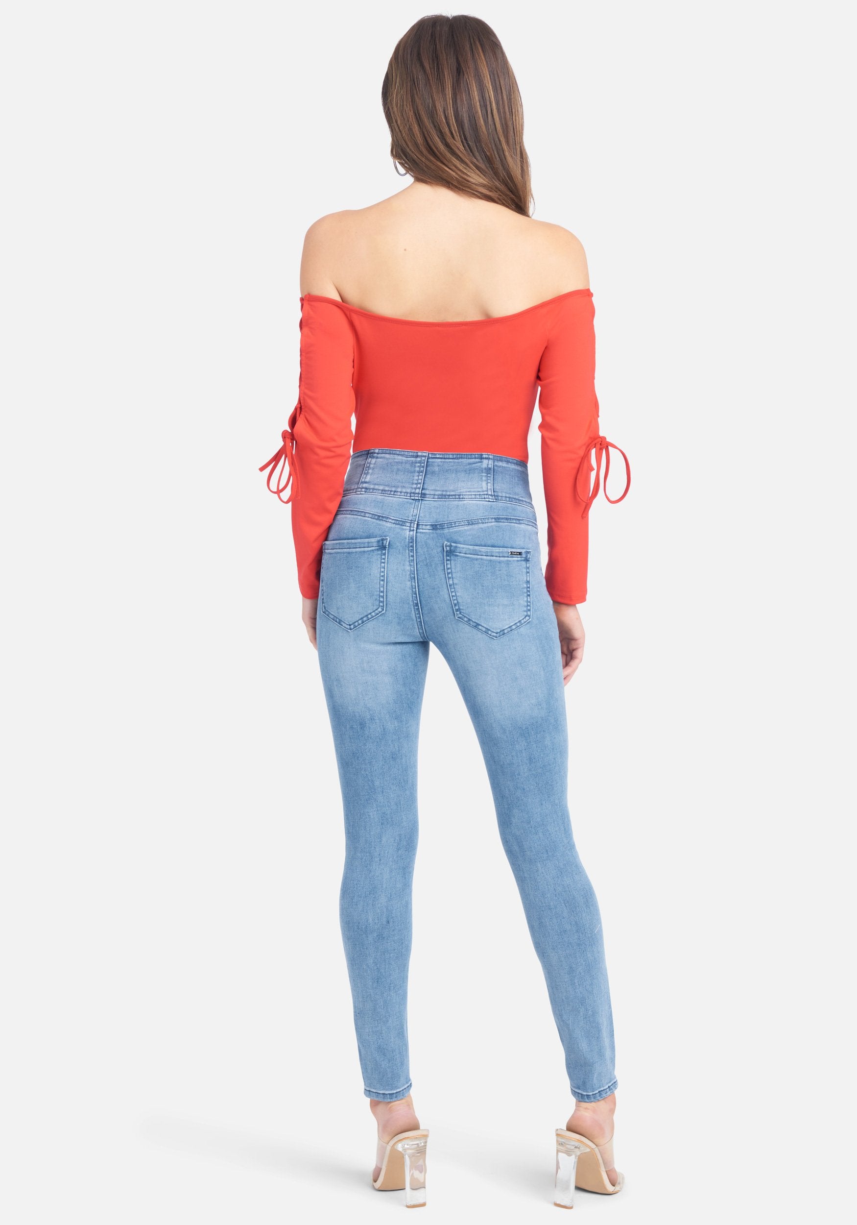 Exposed Button High Waist Skinny Jeans