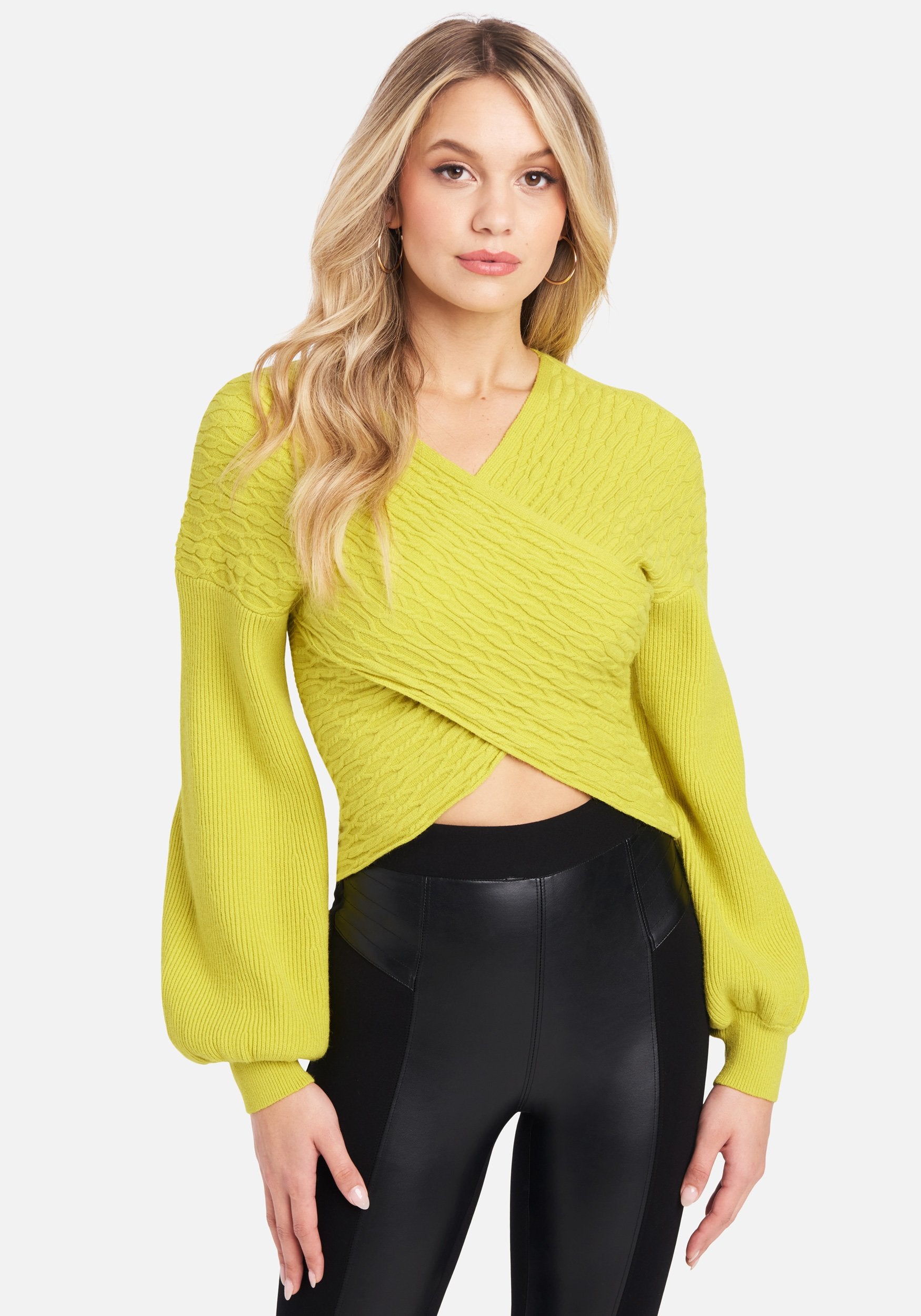 Cable Knit Cross Over Full Sleeve Sweater