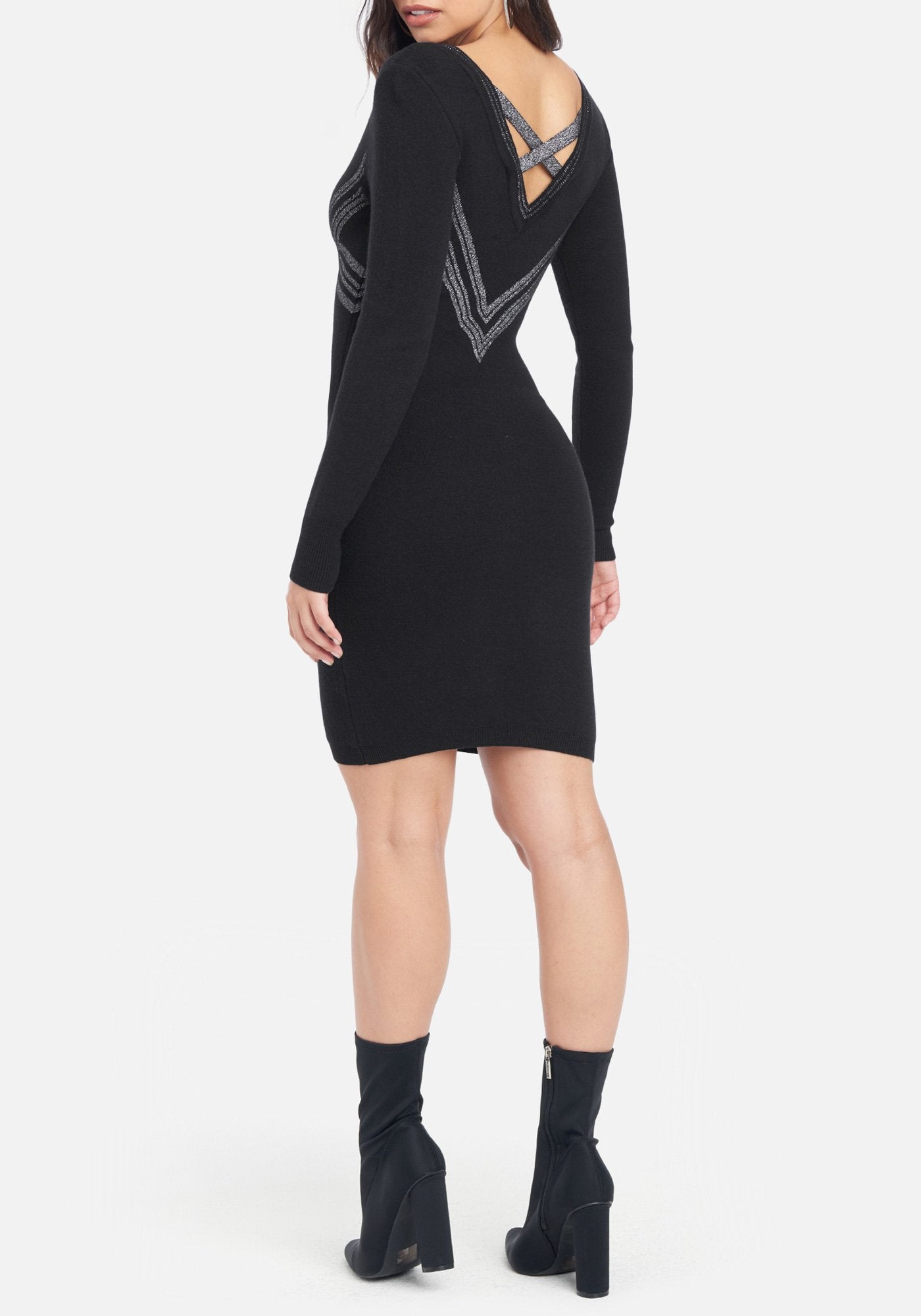 Metallic Jacquard Sweater Dress