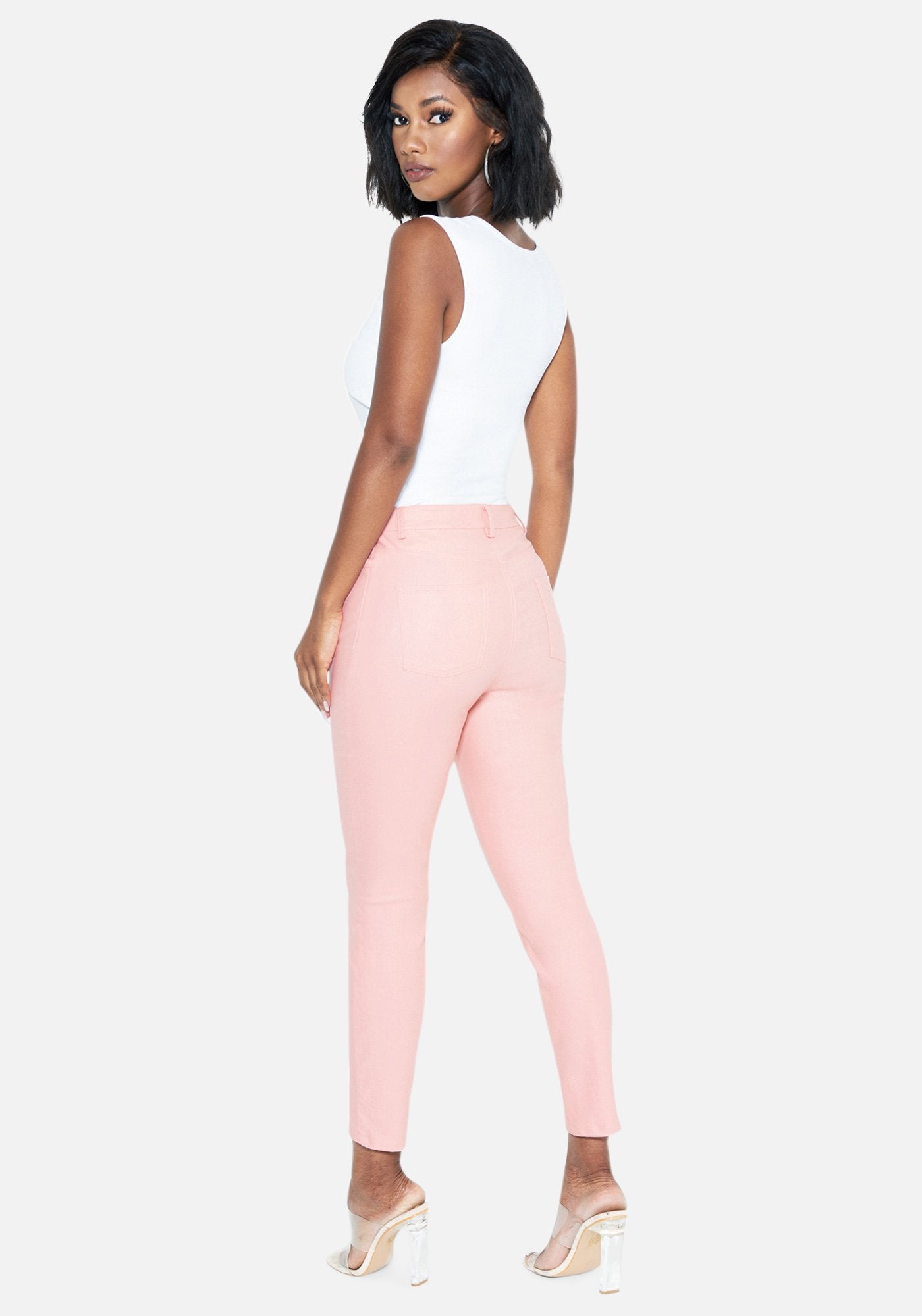 Stud Detail Slit Front Coated Pants