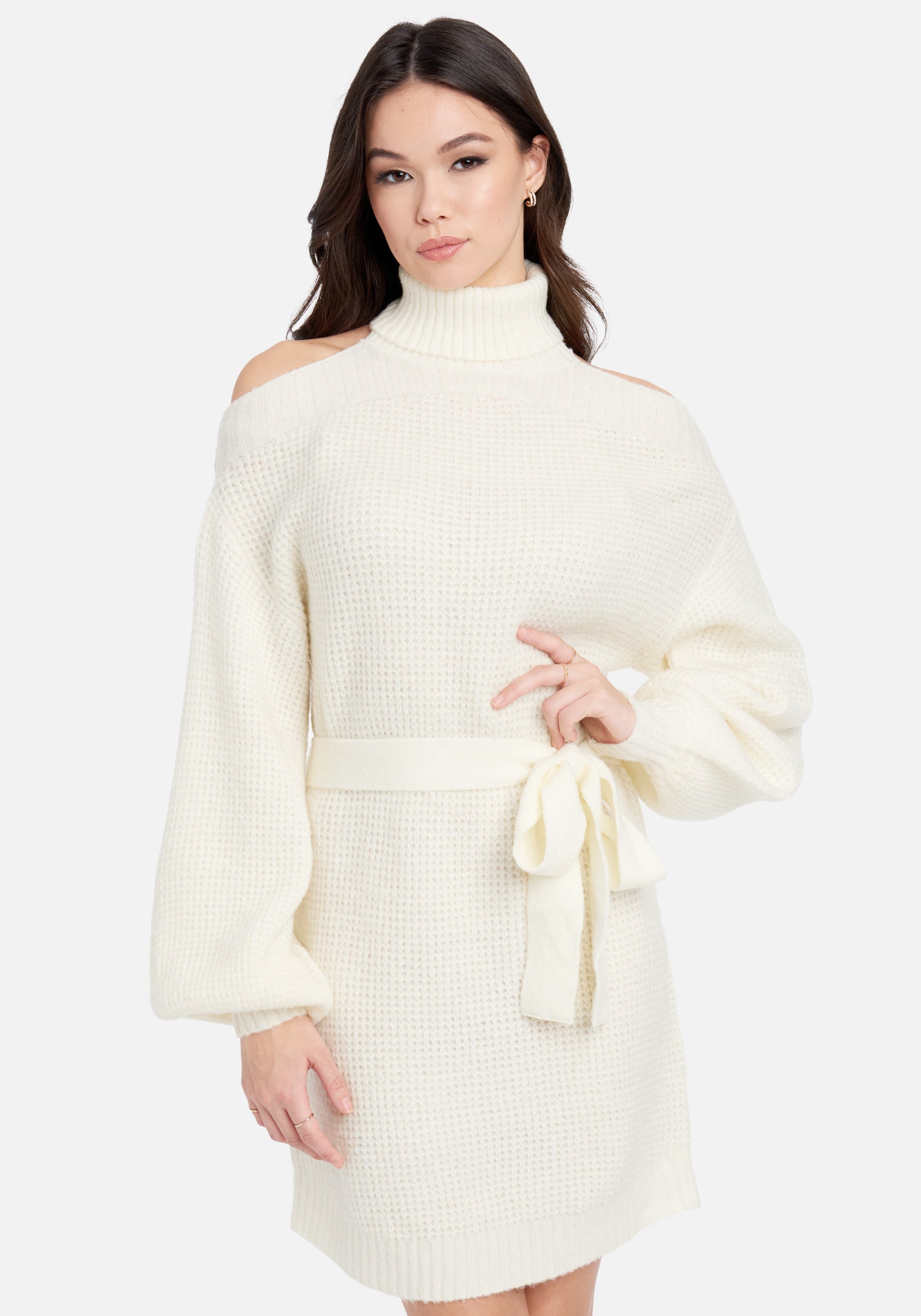 Cold Shoulder Halter Sweater Dress