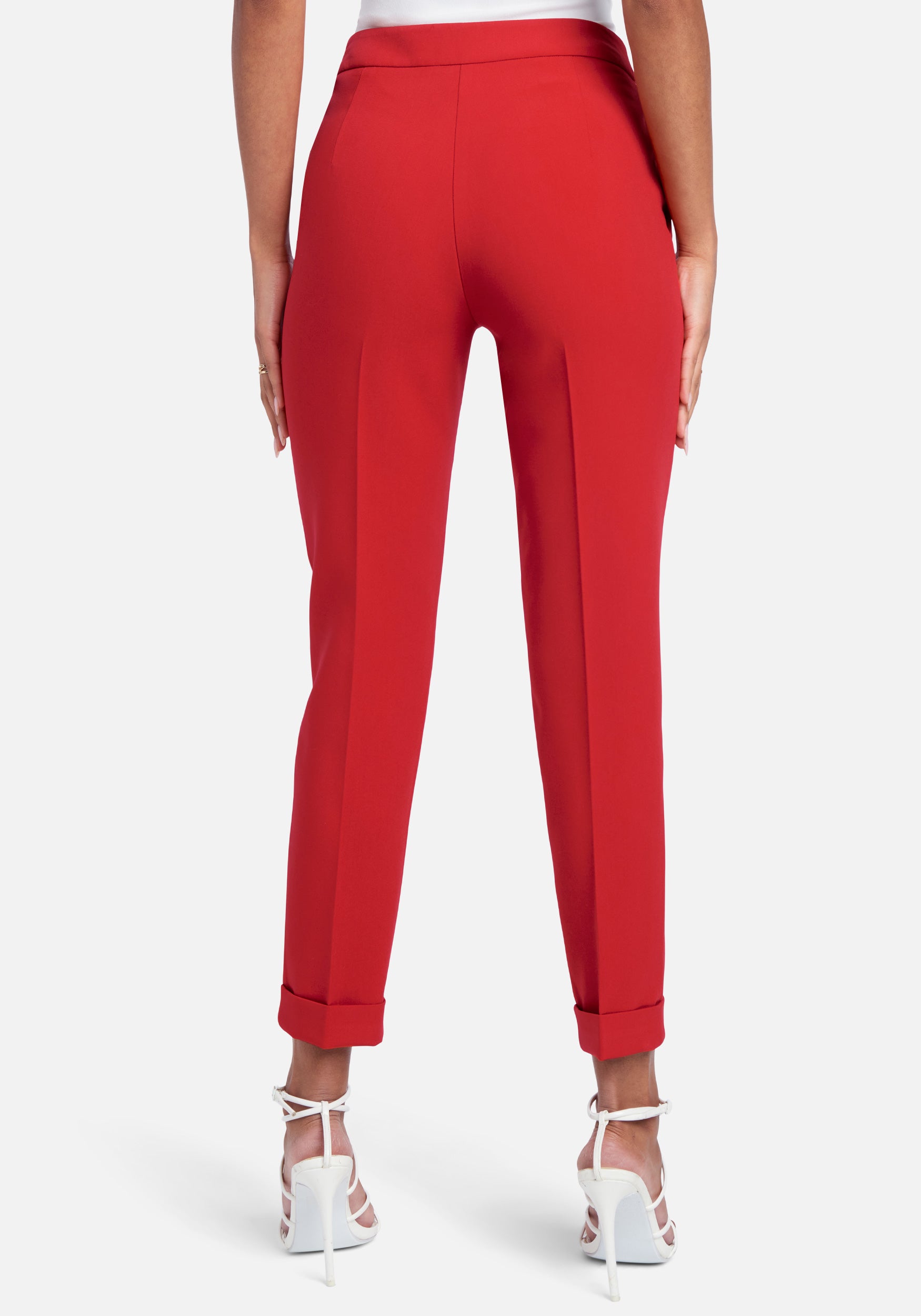 Natural Waist Slim Leg Cuffed Pant