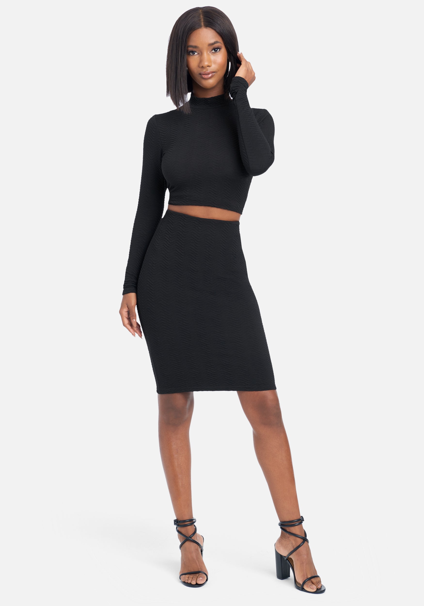 Textured Mock Neck Knit Top