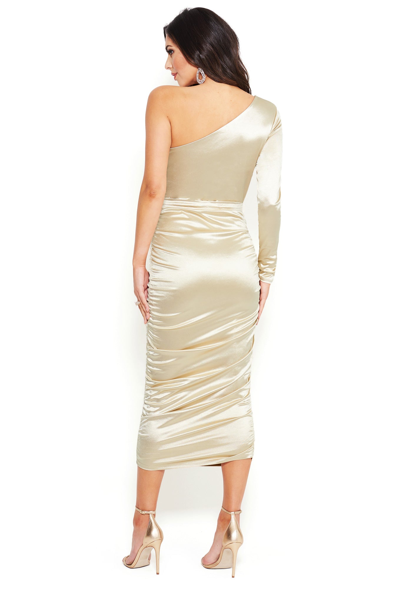 One Shoulder All Over Ruched Dress