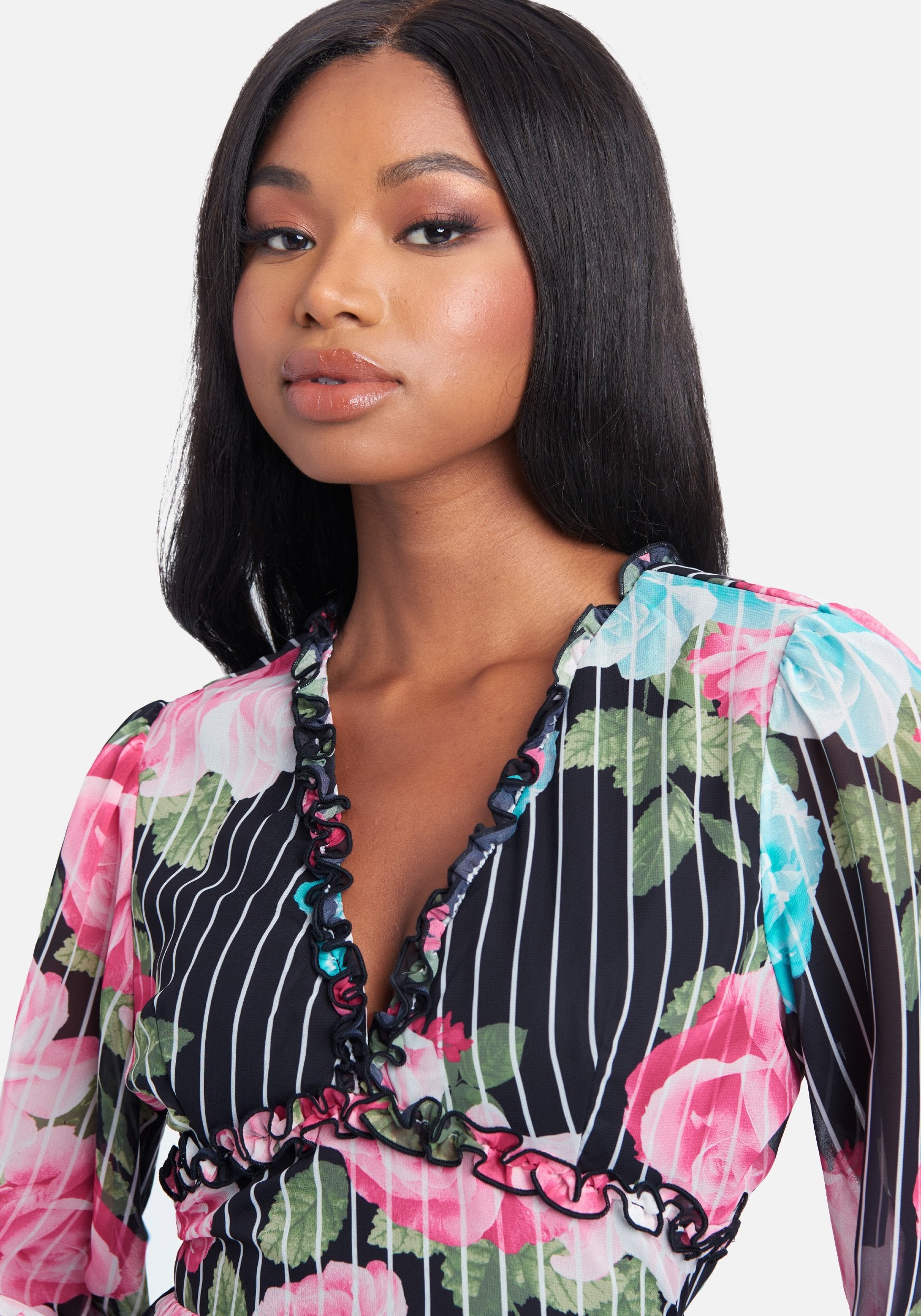 Printed Open Back Flare Dress