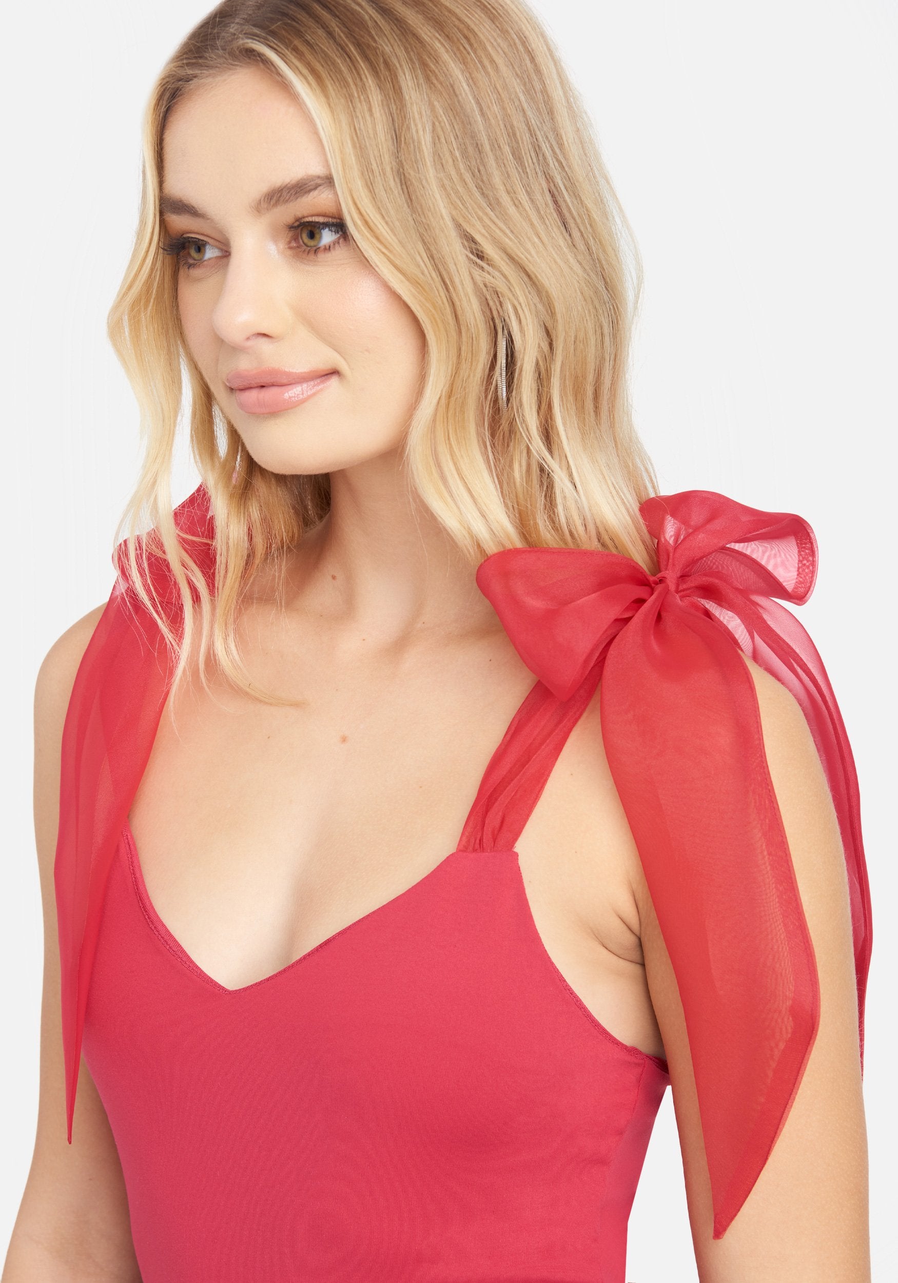 Chiffon Tie Detail Knit Top