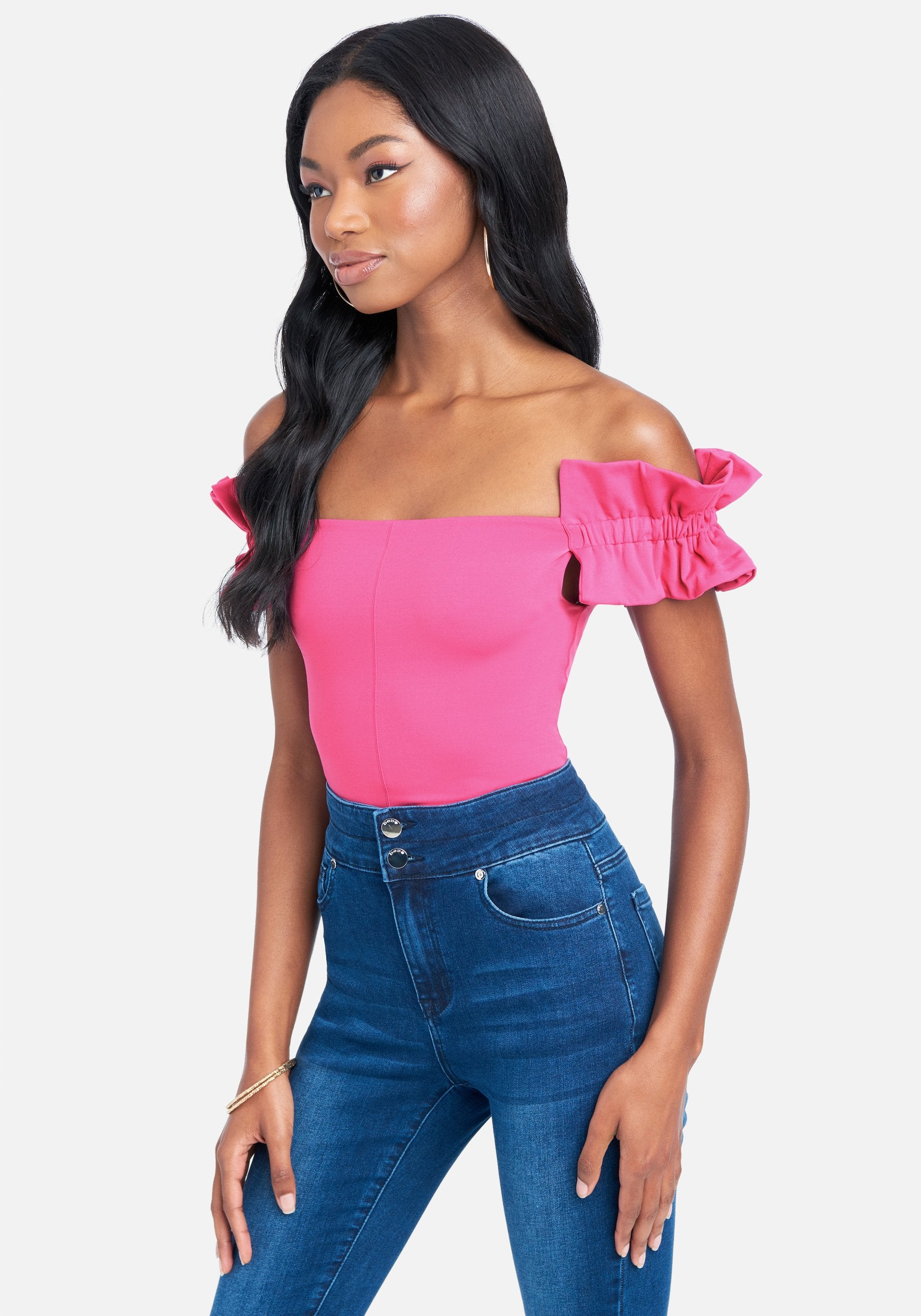 Off Shoulder Ruched Sleeves