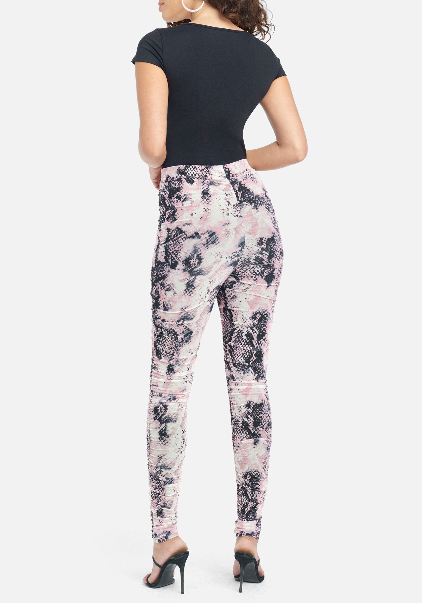 Printed Mesh Ruched Legging