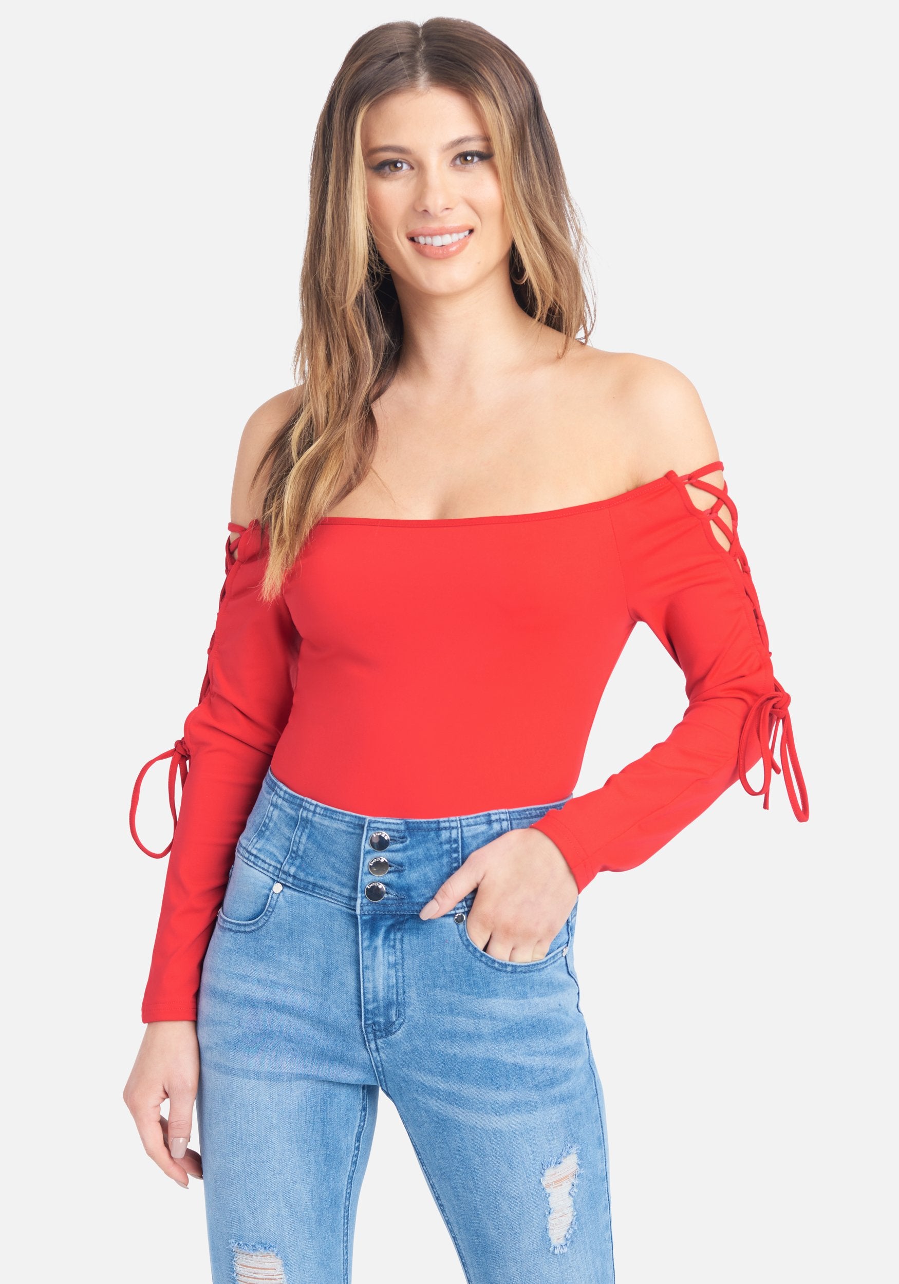 Off The Shoulder Lace Up Top
