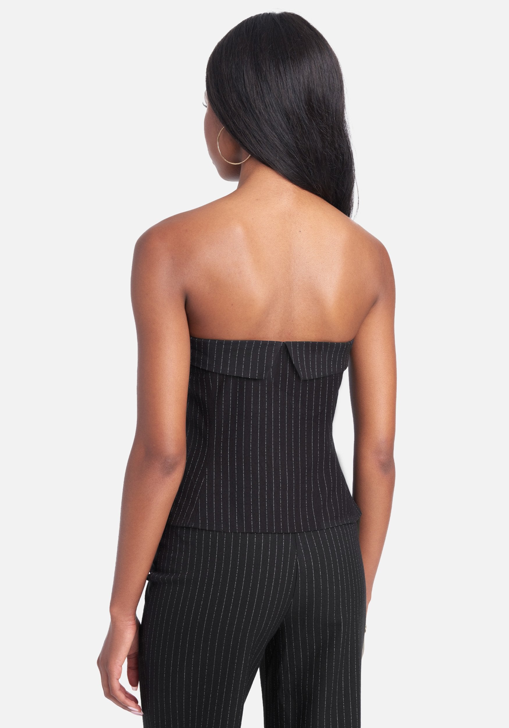 Zipper Front Tailored Pinstripe Bustier