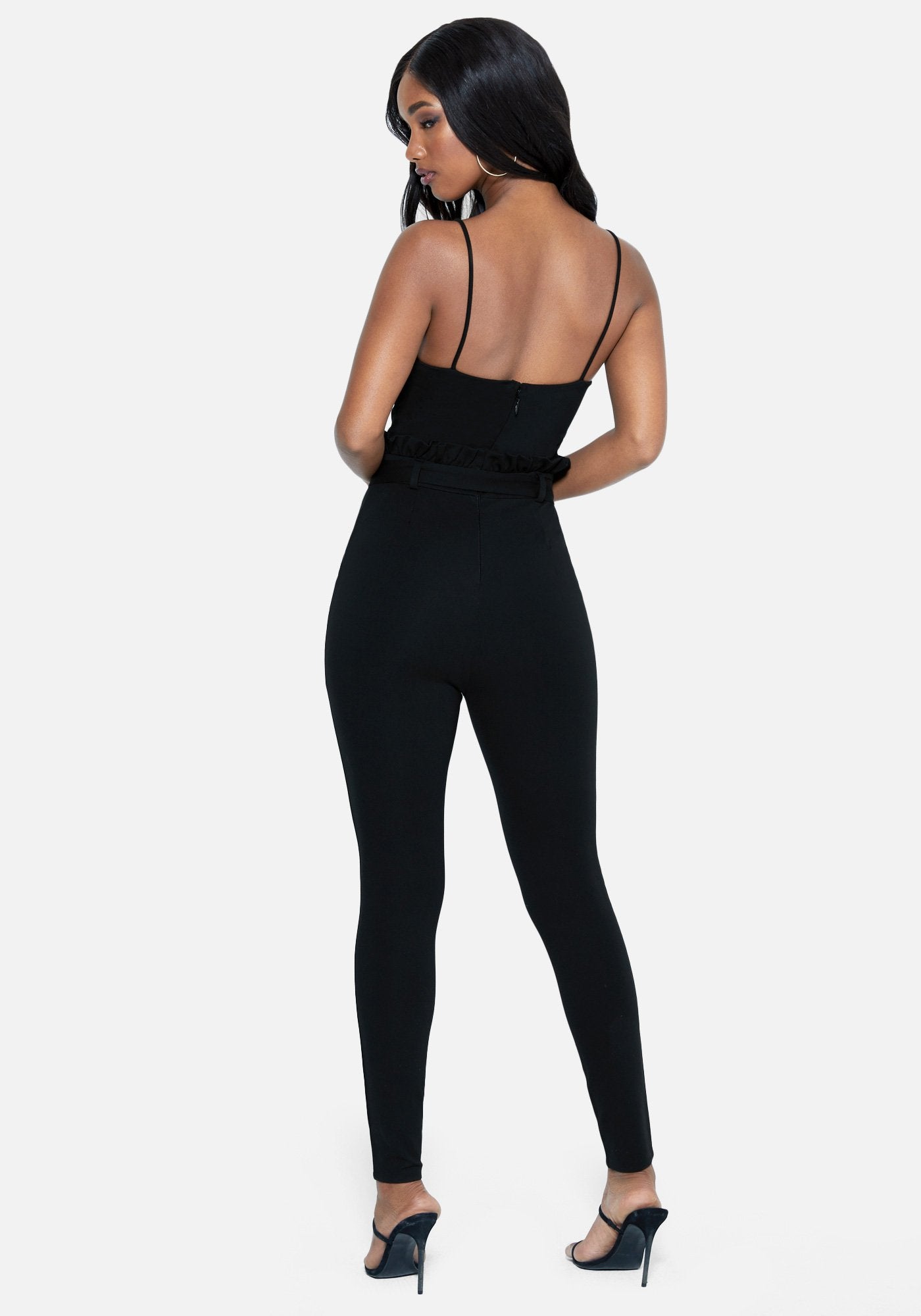 Paper Bag Mixed Fabric Catsuit