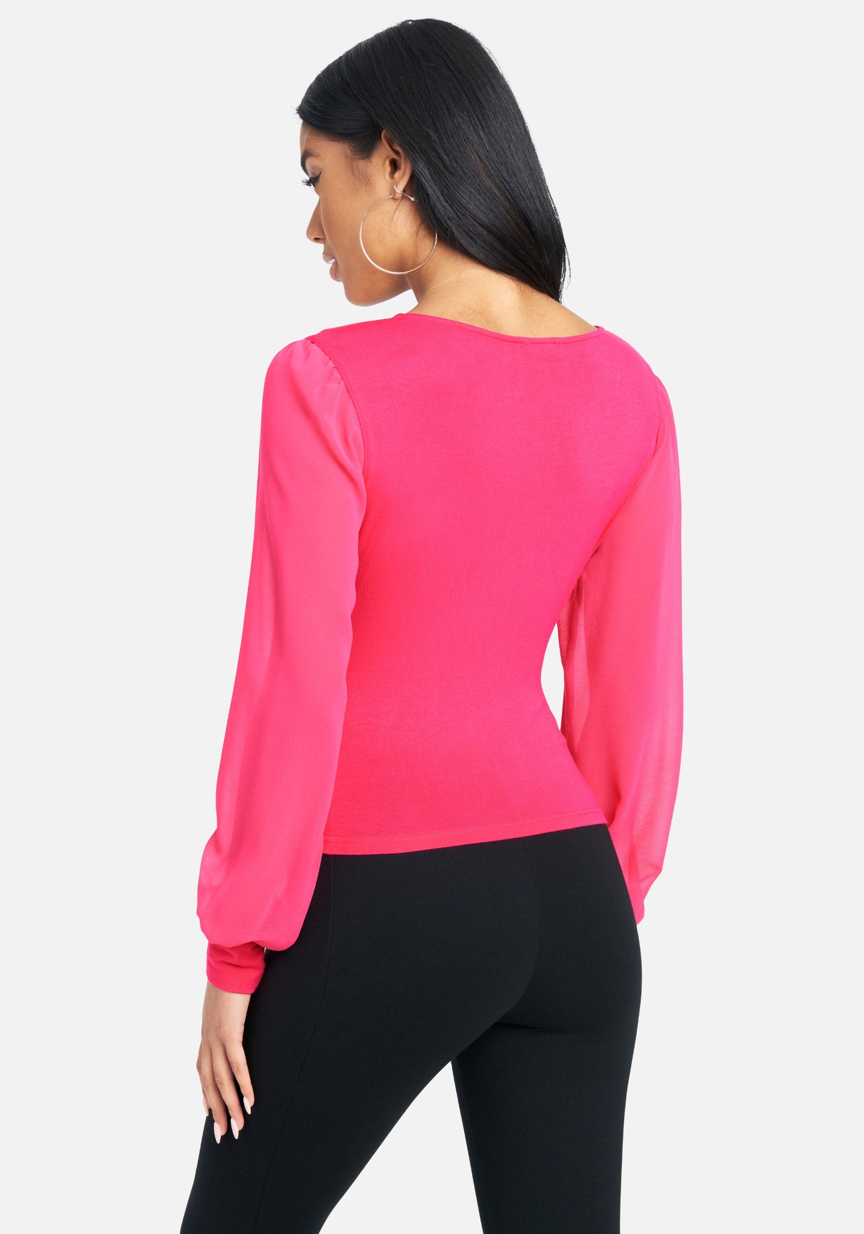 Chiffon Sleeve Wrap Top