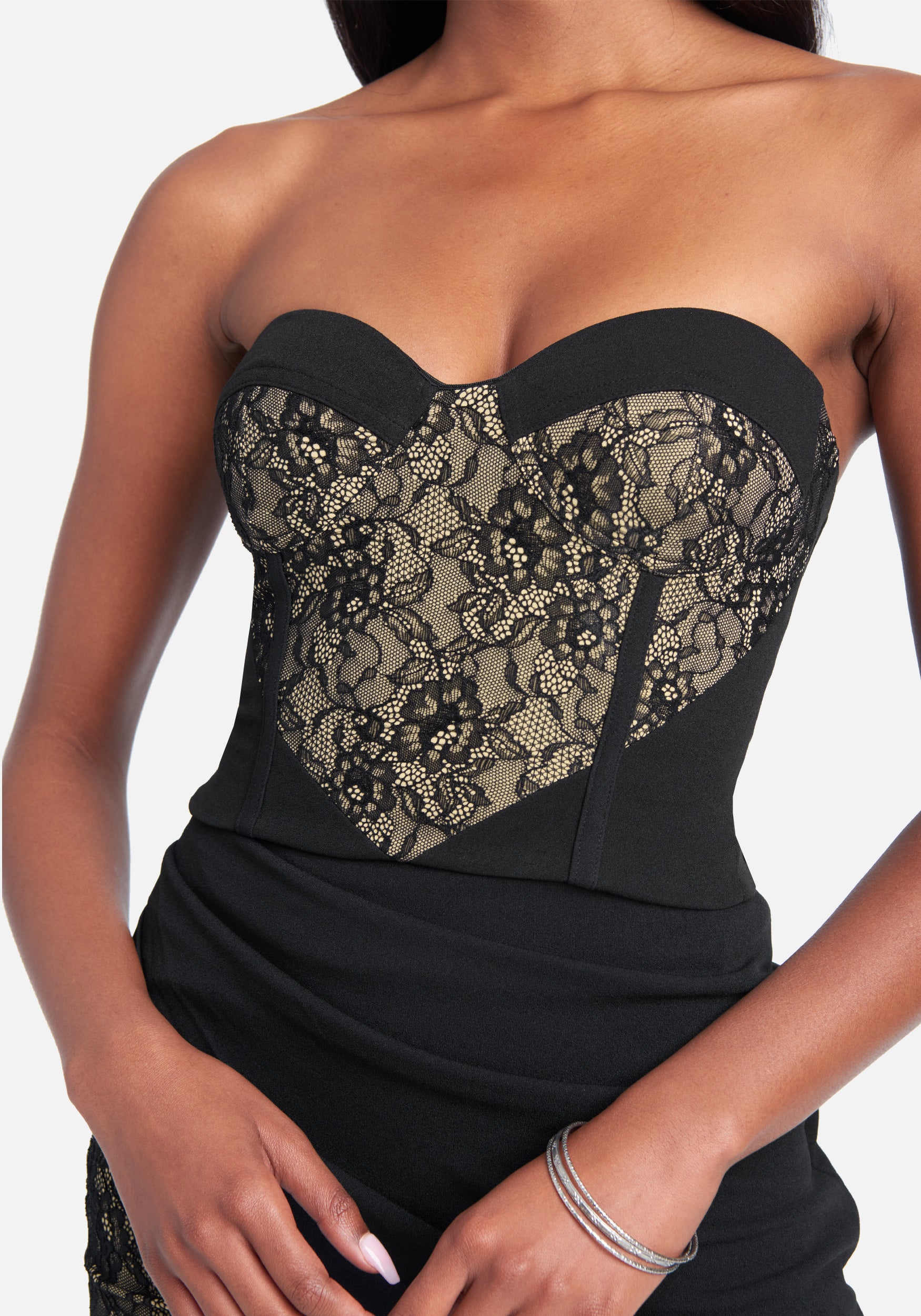 Lace & Knit Crepe Bustier