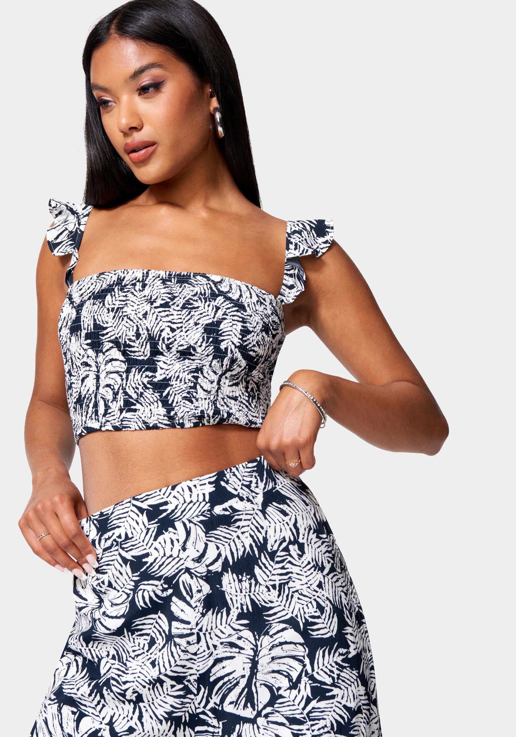 Printed 2-Piece Slit Leg Jumpsuit