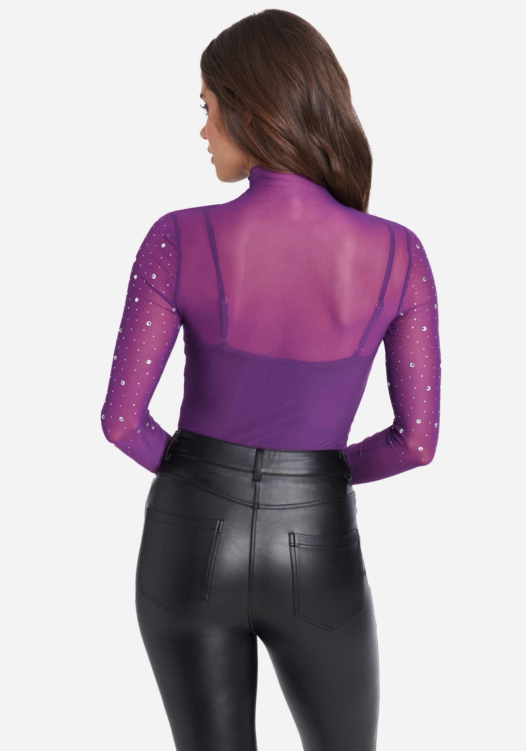 Rhinestone & Studs Mesh Top & Matching Cami